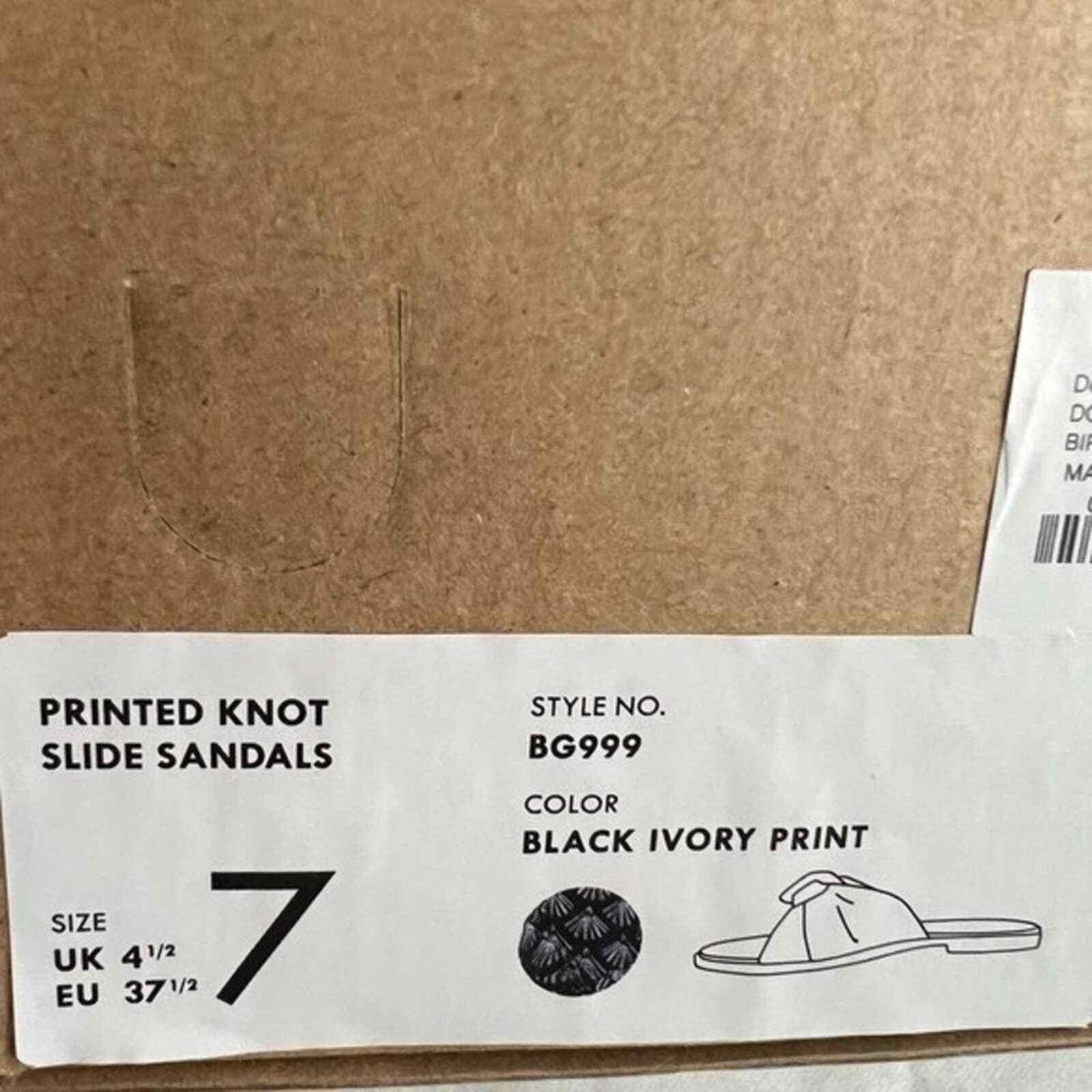 J.Crew J.Crew Black Ivory Printed Knot Slide Sandals, US7 Size US 7 / IT 37 - 14 Thumbnail