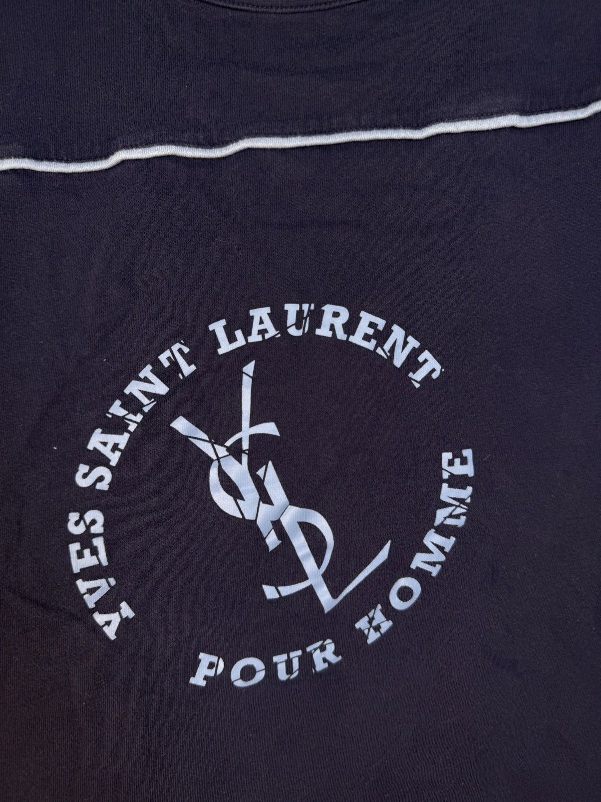 Yves Saint Laurent Navy YSL T-shirt Big Logo Vintage Yves Saint Laurent Shirt Size US L / EU 52-54 / 3 - 3 Thumbnail