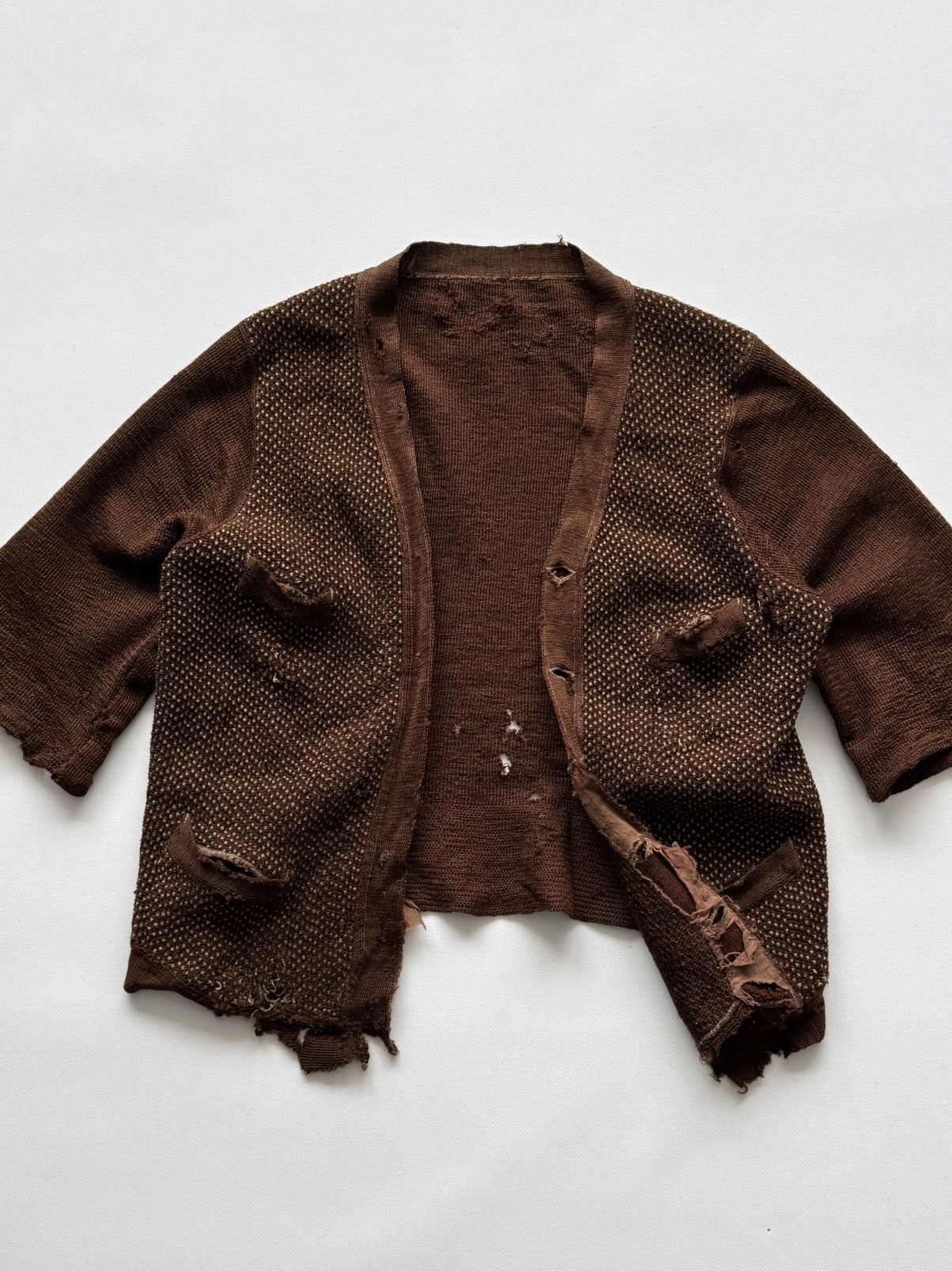 Vintage 1930s German Thrashed Avant Garde Wool Knit Cardigan Size US M / EU 48-50 / 2 - 3 Thumbnail