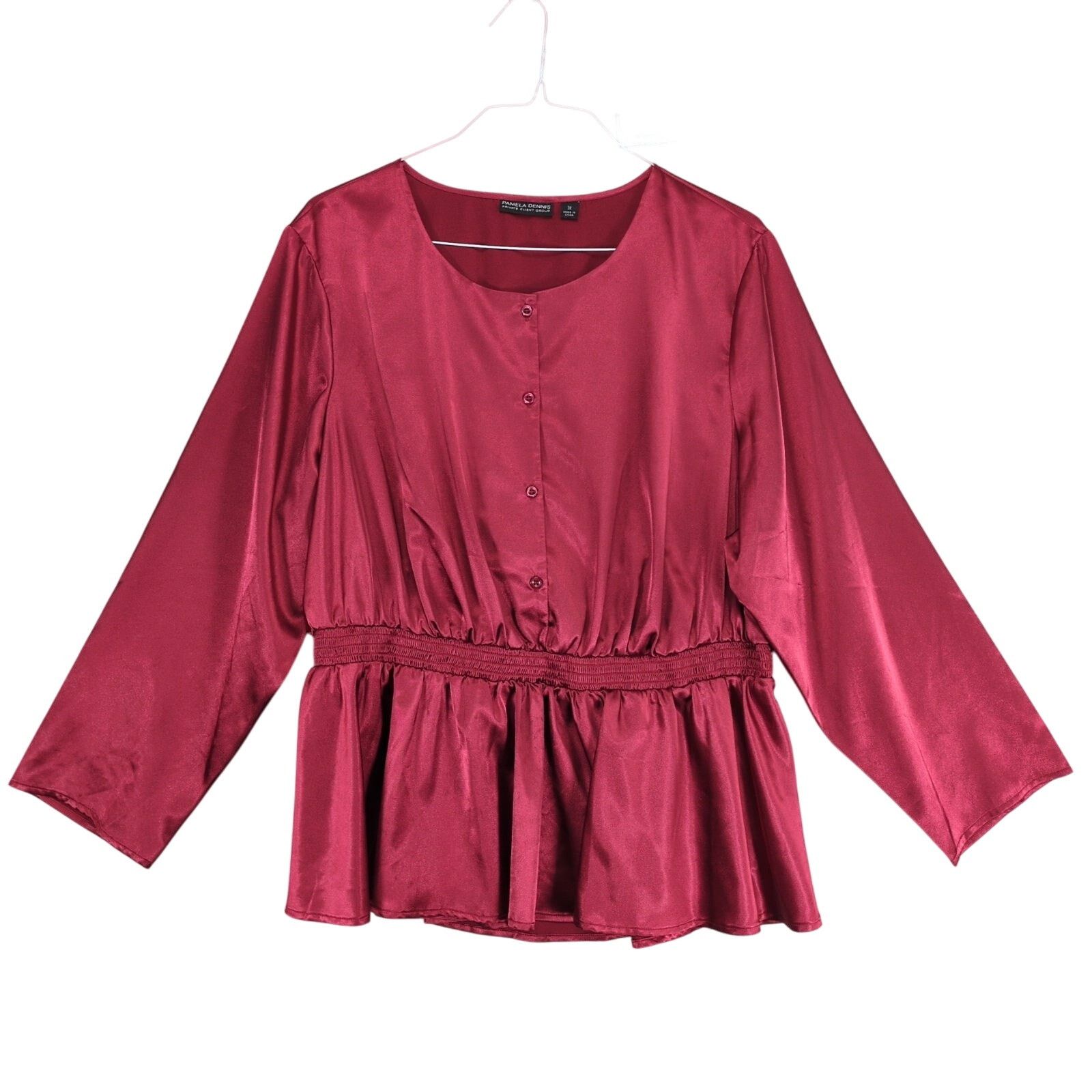 Other Pamela Dennis Private Client Women's 3X Satin Peplum Blouse Size 3XL / US 20-22 - 1 Thumbnail