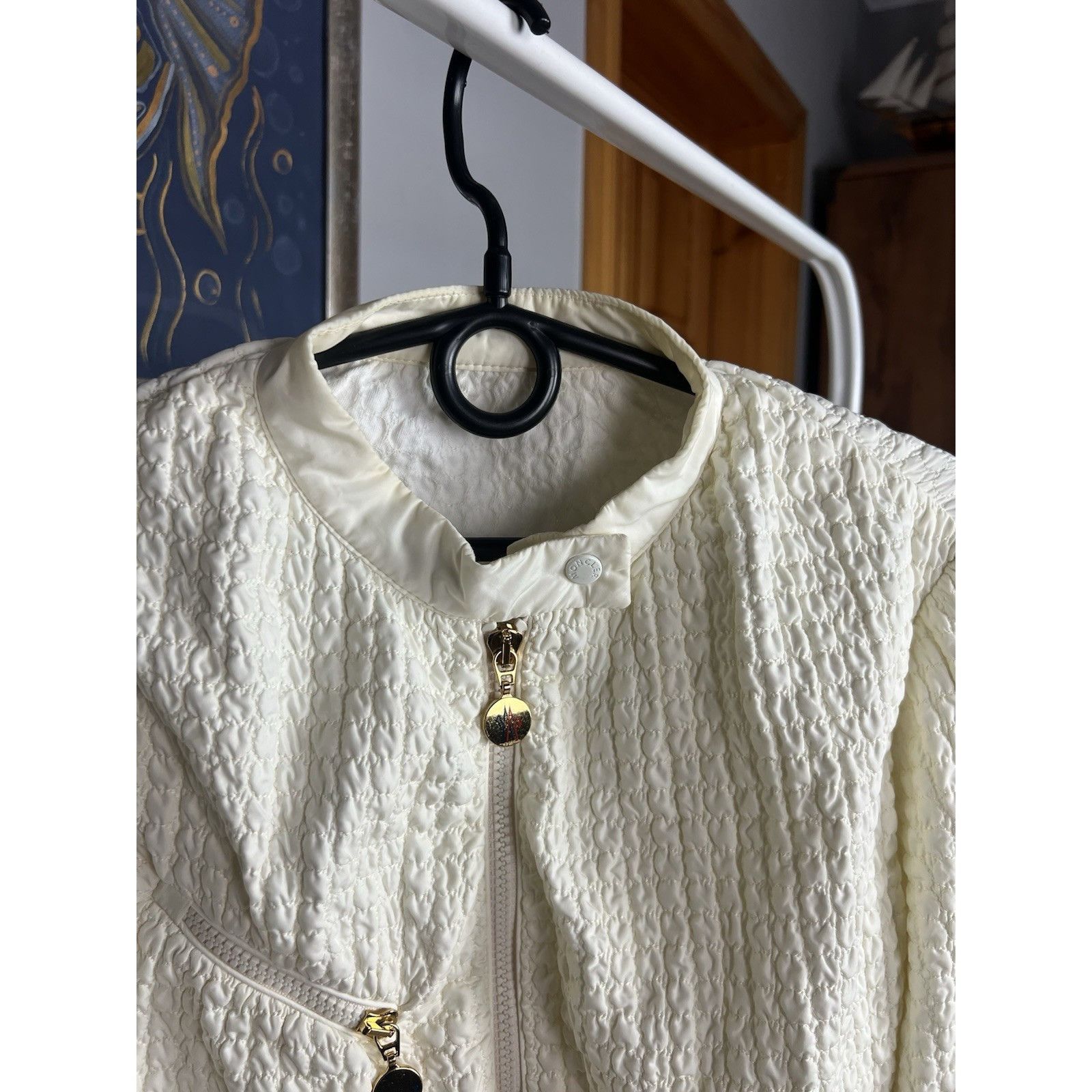 Moncler Moncler Marguerite Perforated Beige Women`s Bomber Jacket Si Size XS / US 0-2 / IT 36-38 - 5 Thumbnail