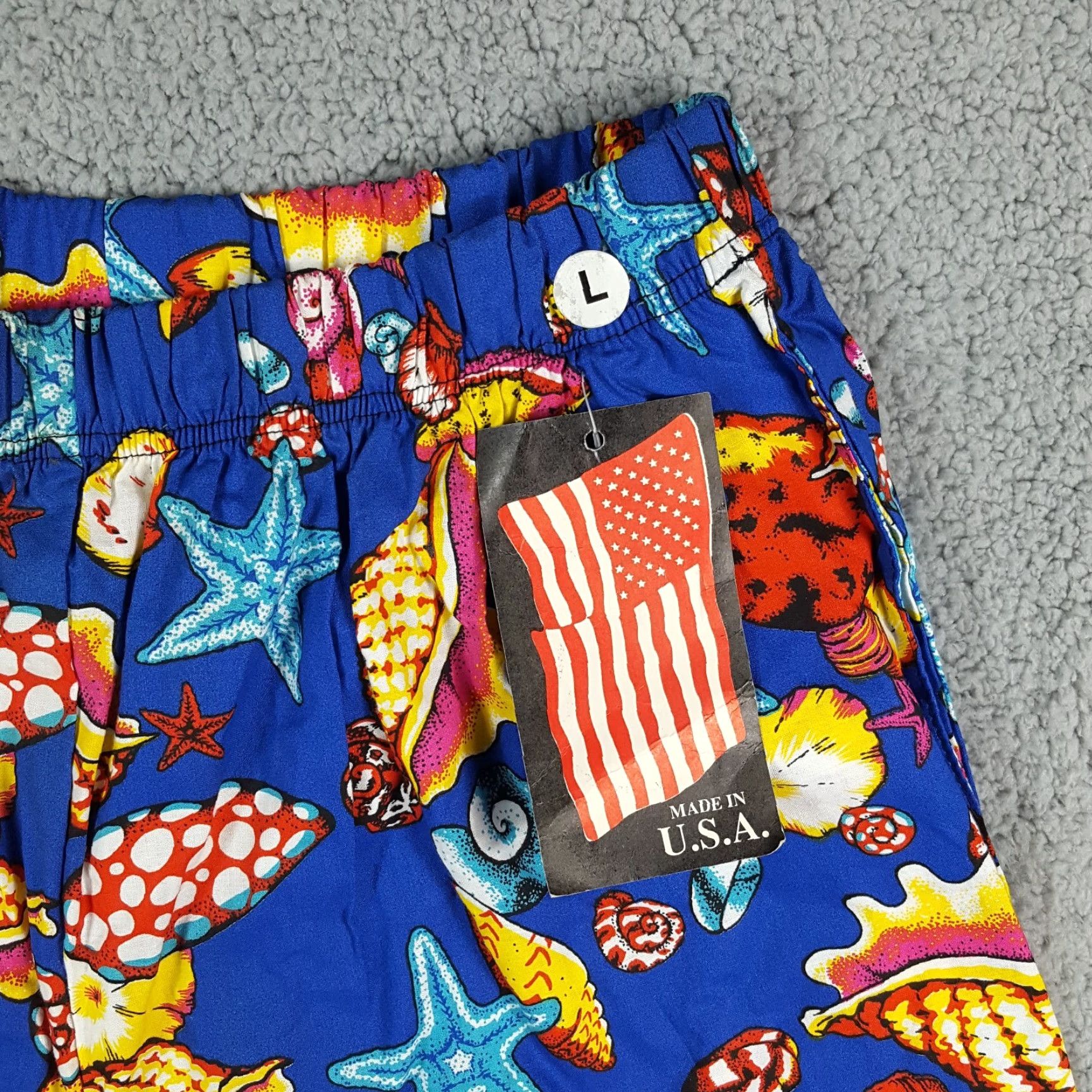 Vintage VINTAGE 80s Infinity Chic High Waist Beach Shorts Size Large Blue Relaxed AOP Mens Size 36" / US 14 / IT 50 - 2 Thumbnail
