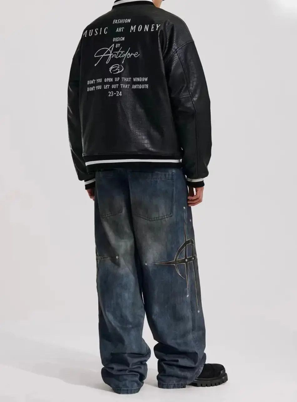 Japanese Brand Vintage patchwork studded casual straight-leg jeans Size US 32 / EU 48 - 5 Thumbnail