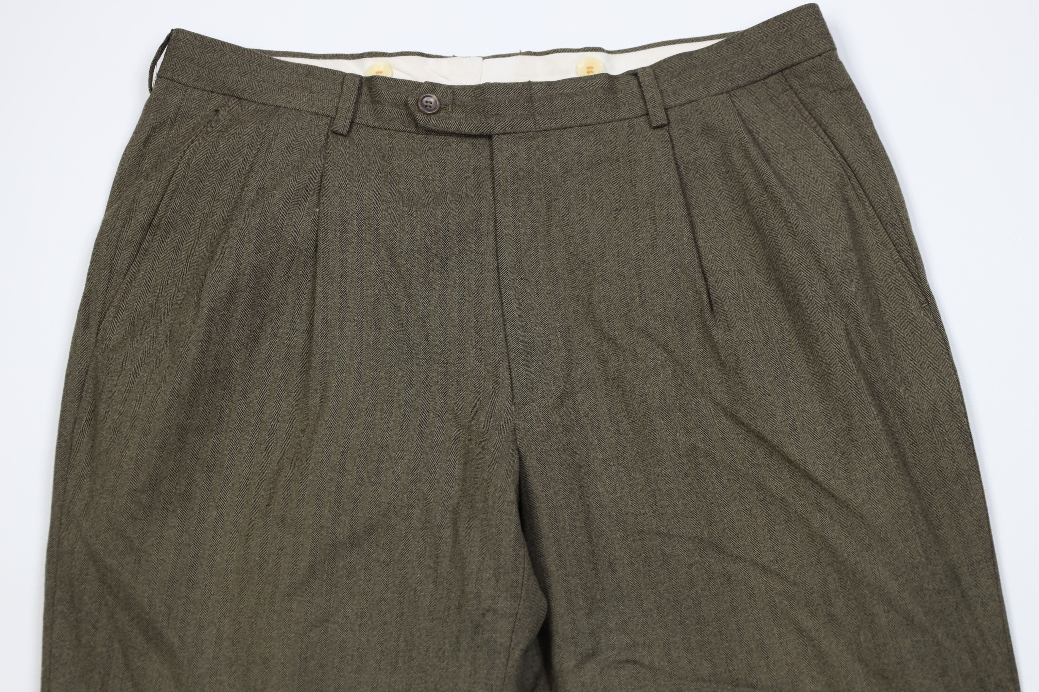 Vintage Vintage 90s Streetwear Wool Herringbone Wide Leg Chino Pants Size US 36 / EU 52 - 2 Thumbnail