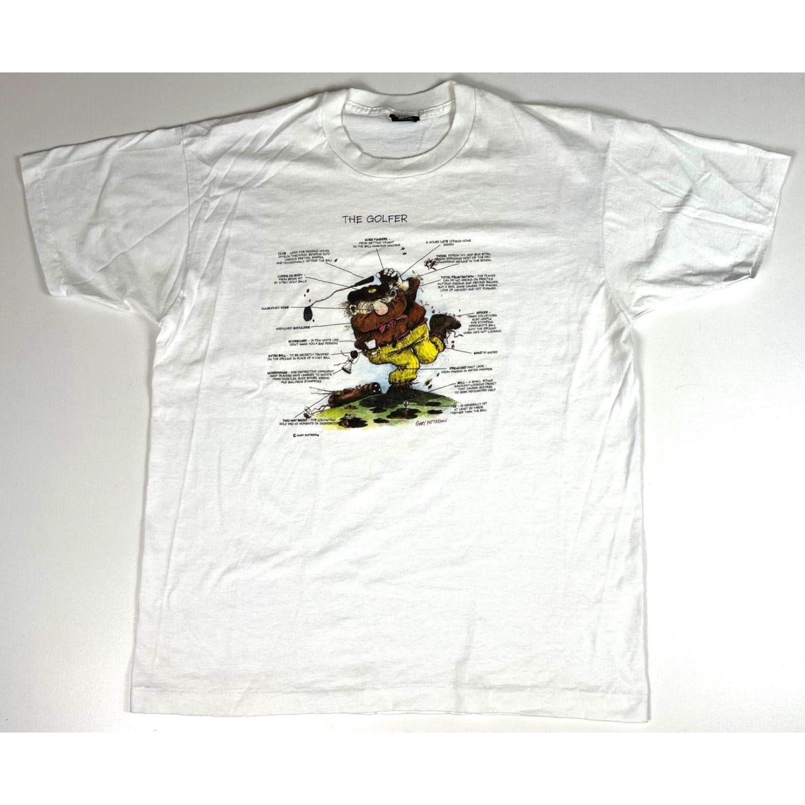 Vintage VINTAGE Men's The Golfer T-Shirt Gary Patterson 90s Made in USA XL White Screen Stars Best Golf 90s Mens Shirts Print Size US XL / EU 56 / 4 - 2 Thumbnail