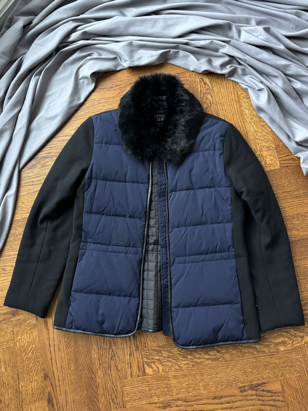 Theory Theory Rabbit Fur Trim Collar Winter Jacket Lambskin Bomber Size M / US 6-8 / IT 42-44 - 2 Thumbnail