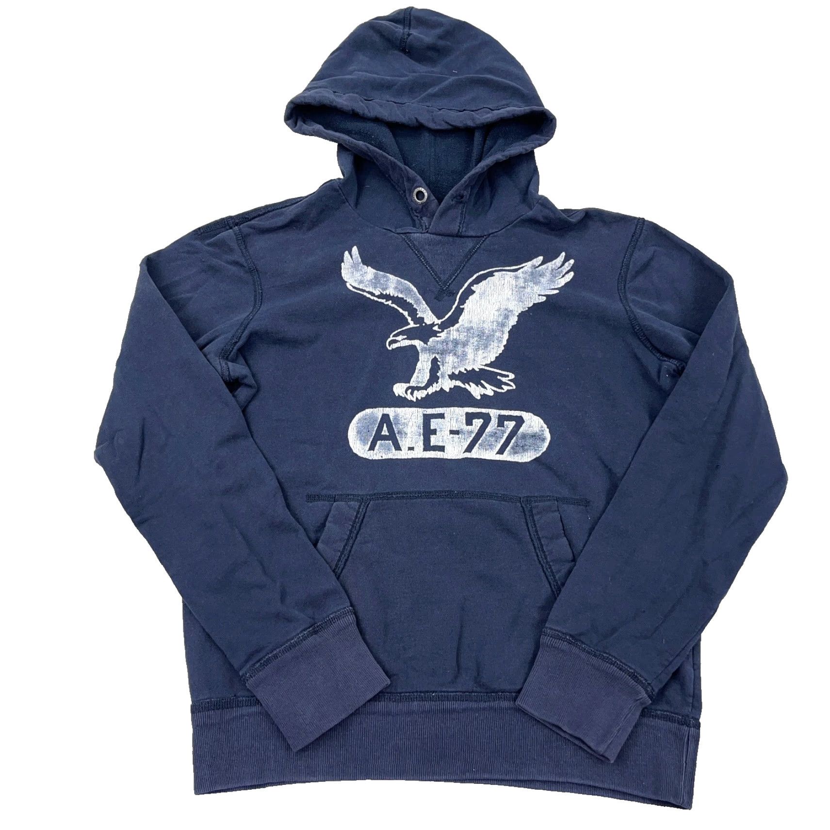 American Eagle Outfitters VINTAGE American Eagle Hoodie Men XS Blue Sweatshirt 2000s Faded AE77 Bird Logo Hooded Pullover Sleeves Long Size US XS / EU 42 / 0 - 2 Thumbnail