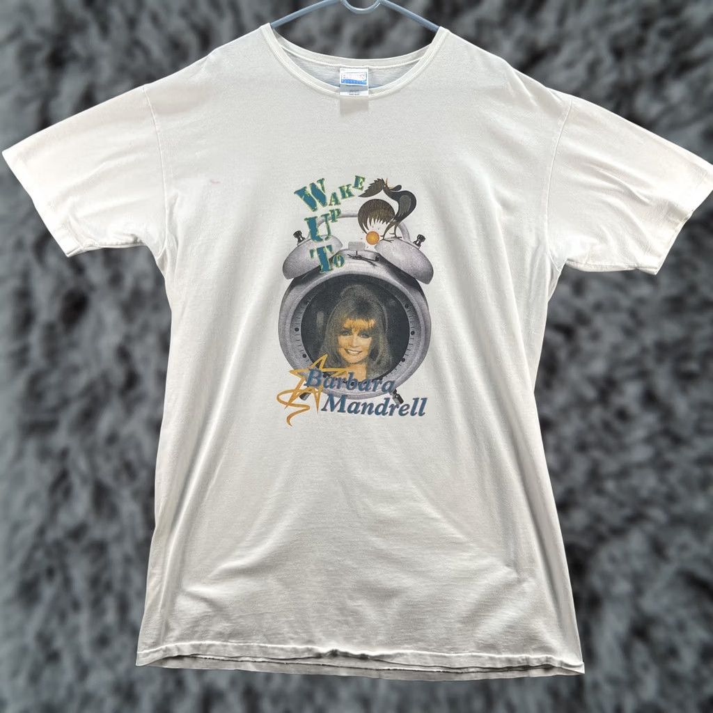 Vintage VINTAGE Barbara Mandrell Shirt Womens One Size White Crew Neck Short Sleeve 100% Cotton Alarm Clock 90s Music Retro Hanes Her Way Size ONE SIZE - 1 Thumbnail