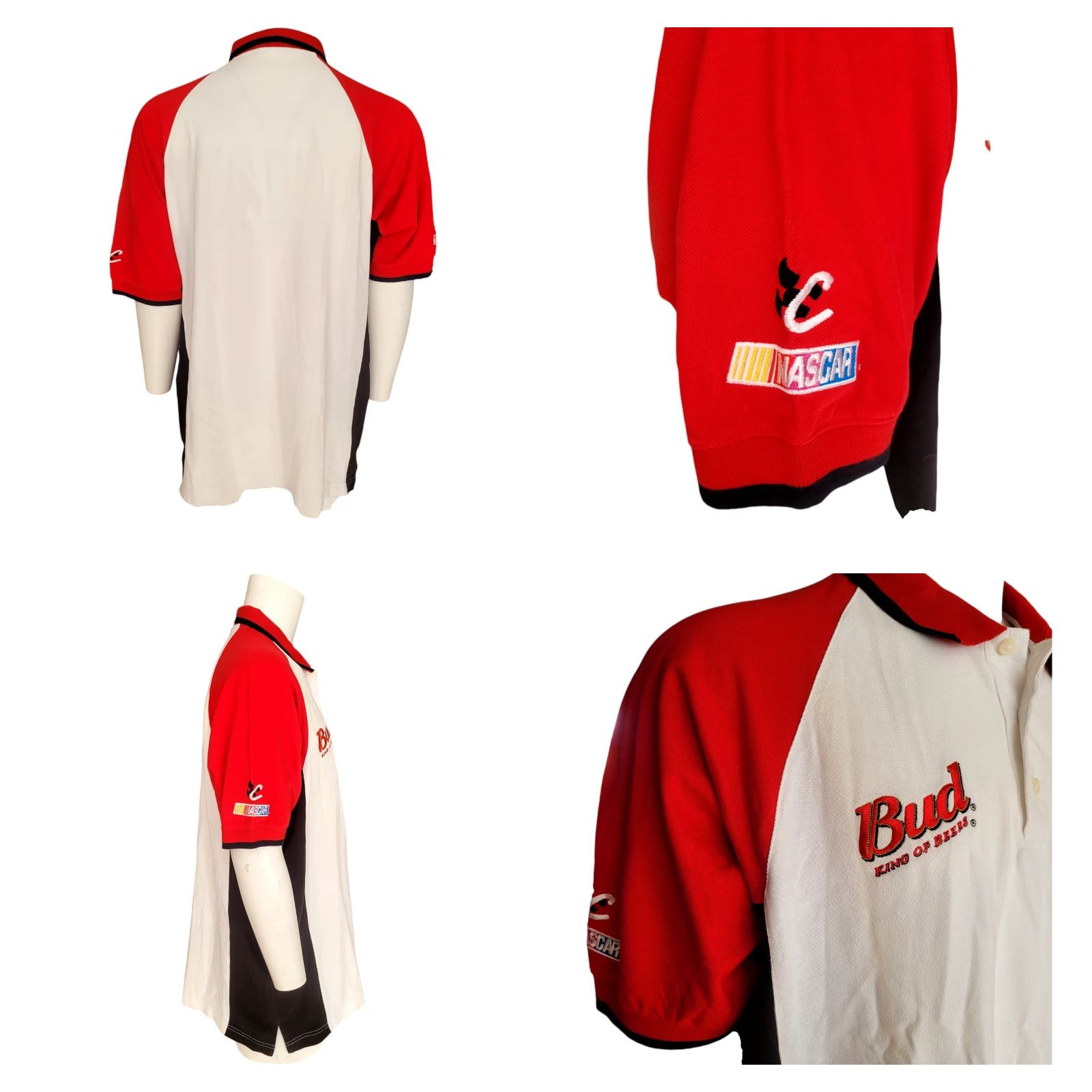 Chase Authentics Chase Authentics Budweiser Dale Earnhardt Jr. Racing Polo Shirt 2XL Cotton Red Black White NASCAR Embroidered Logo Mens Size US XXL / EU 58 / 5 - 8 Thumbnail