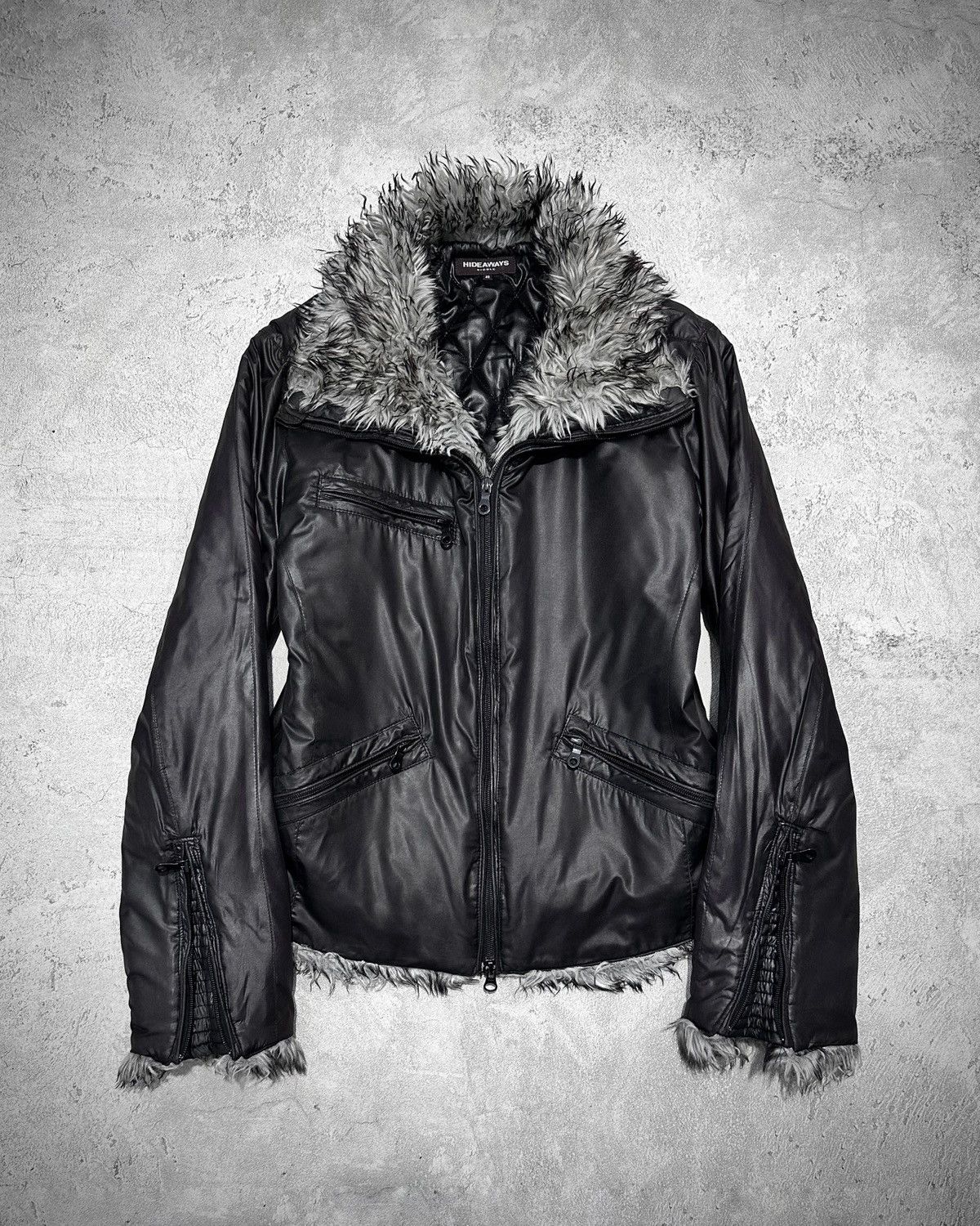 14th Addiction × GOSTAR DE FUGA Fuga Waxed Double Zip Faux Fur