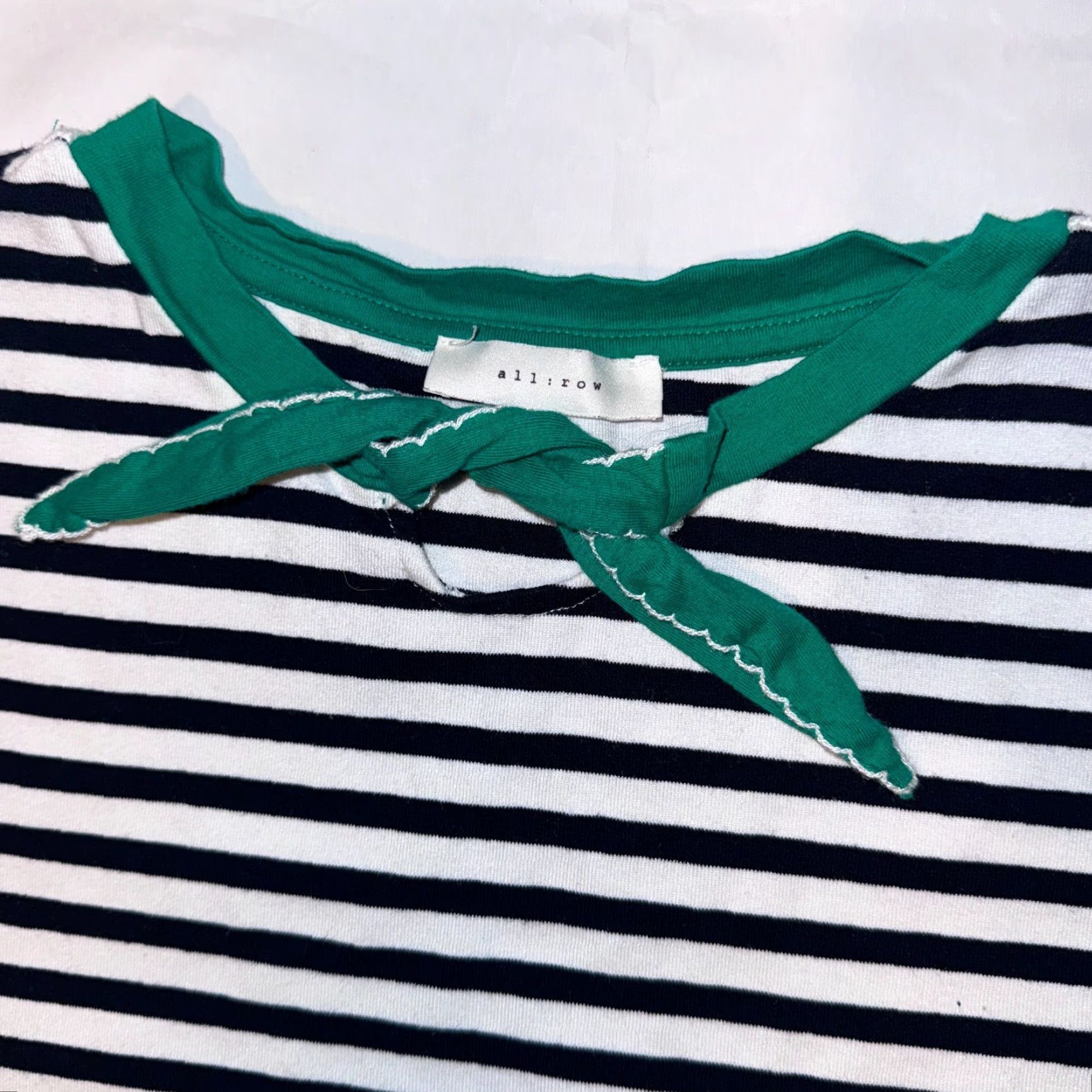 Vintage all:row Top S Green Striped Short Sleeve Ringer Tshirt Bow Venice Size S / US 4 / IT 40 - 2 Thumbnail