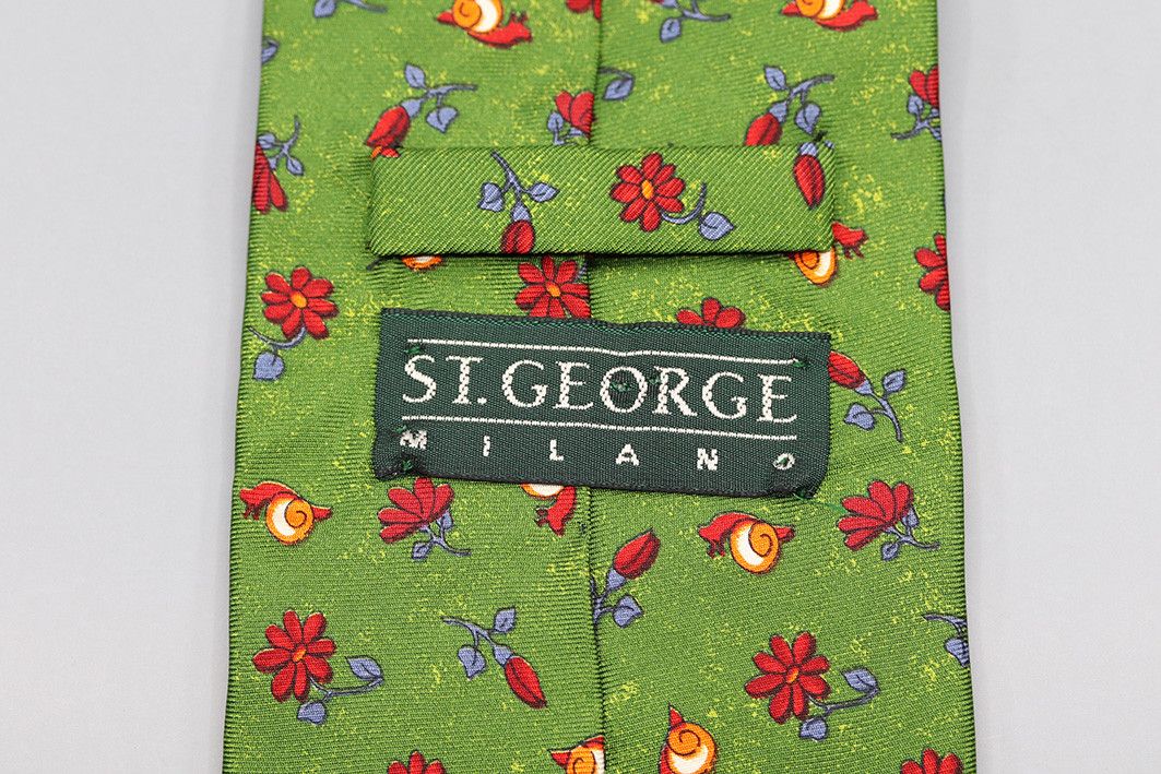 Other Vintage St. George Milano Green Silk Tie Size ONE SIZE - 3 Thumbnail