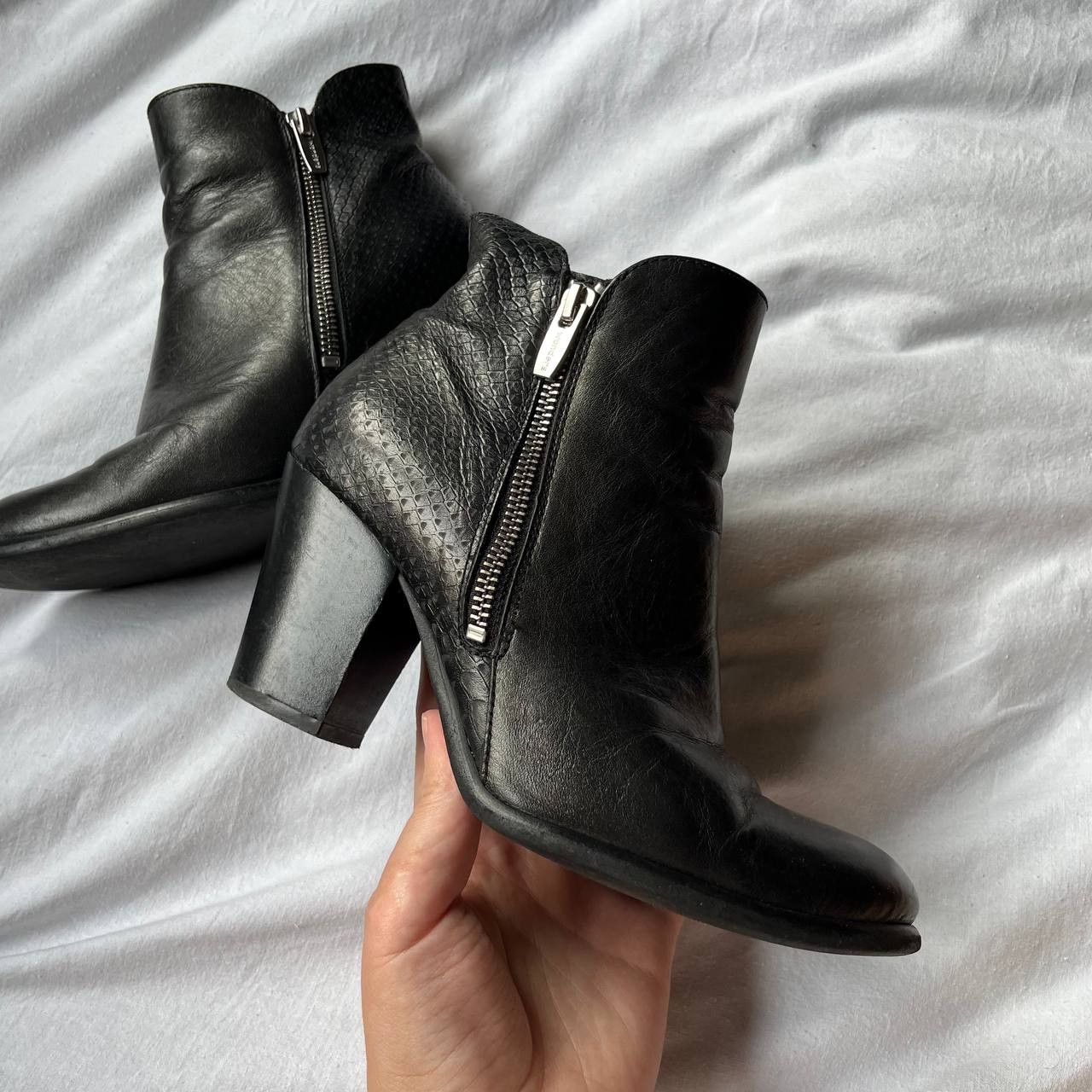 Other Wonders Spain black snake-embosed leather booties on heels Size US 6 / IT 36 - 9 Thumbnail