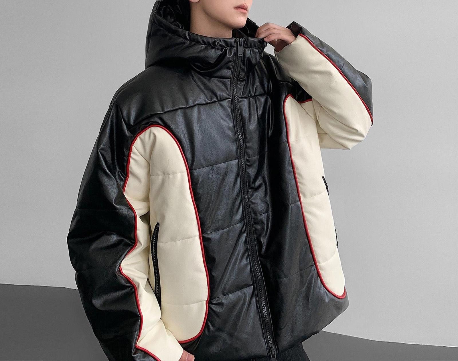 Vintage Black and Cream Puffer Jacket, Oversized Hooded Outerwear Size US M / EU 48-50 / 2 - 2 Thumbnail