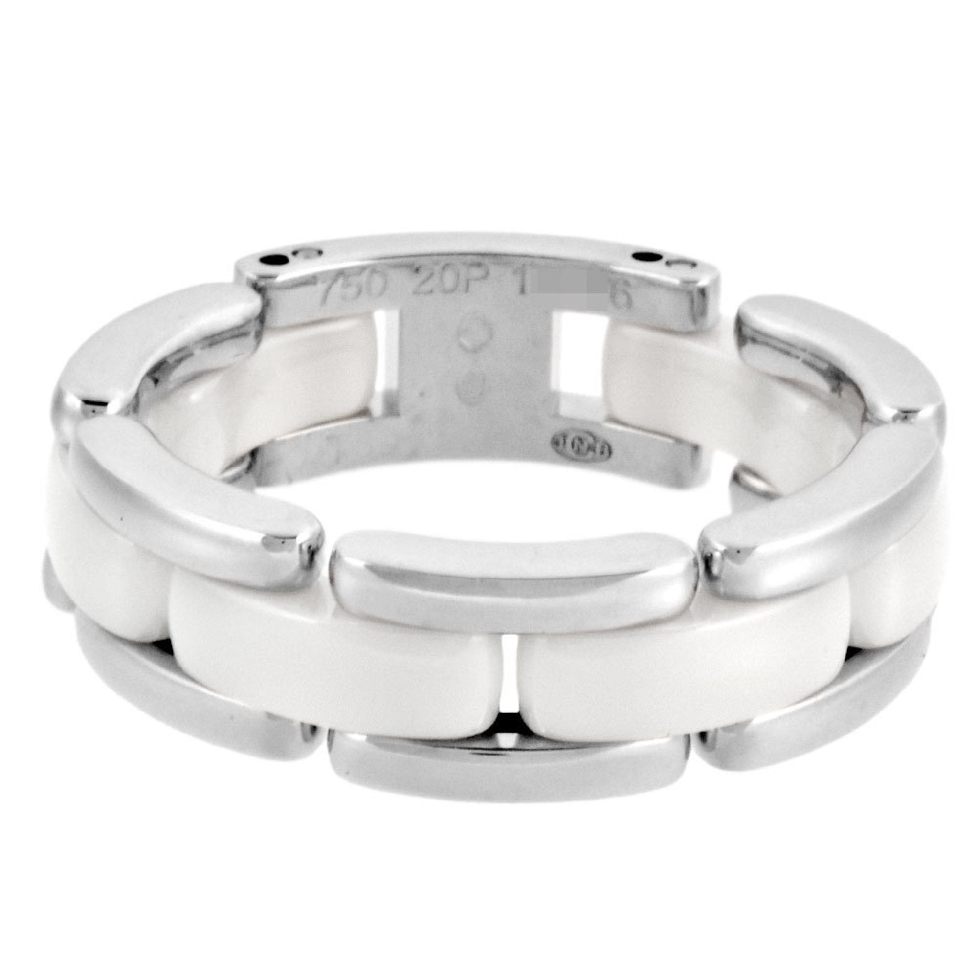 Chanel CHANEL Ultra Ring #59 K18WG White Ceramic Women's 