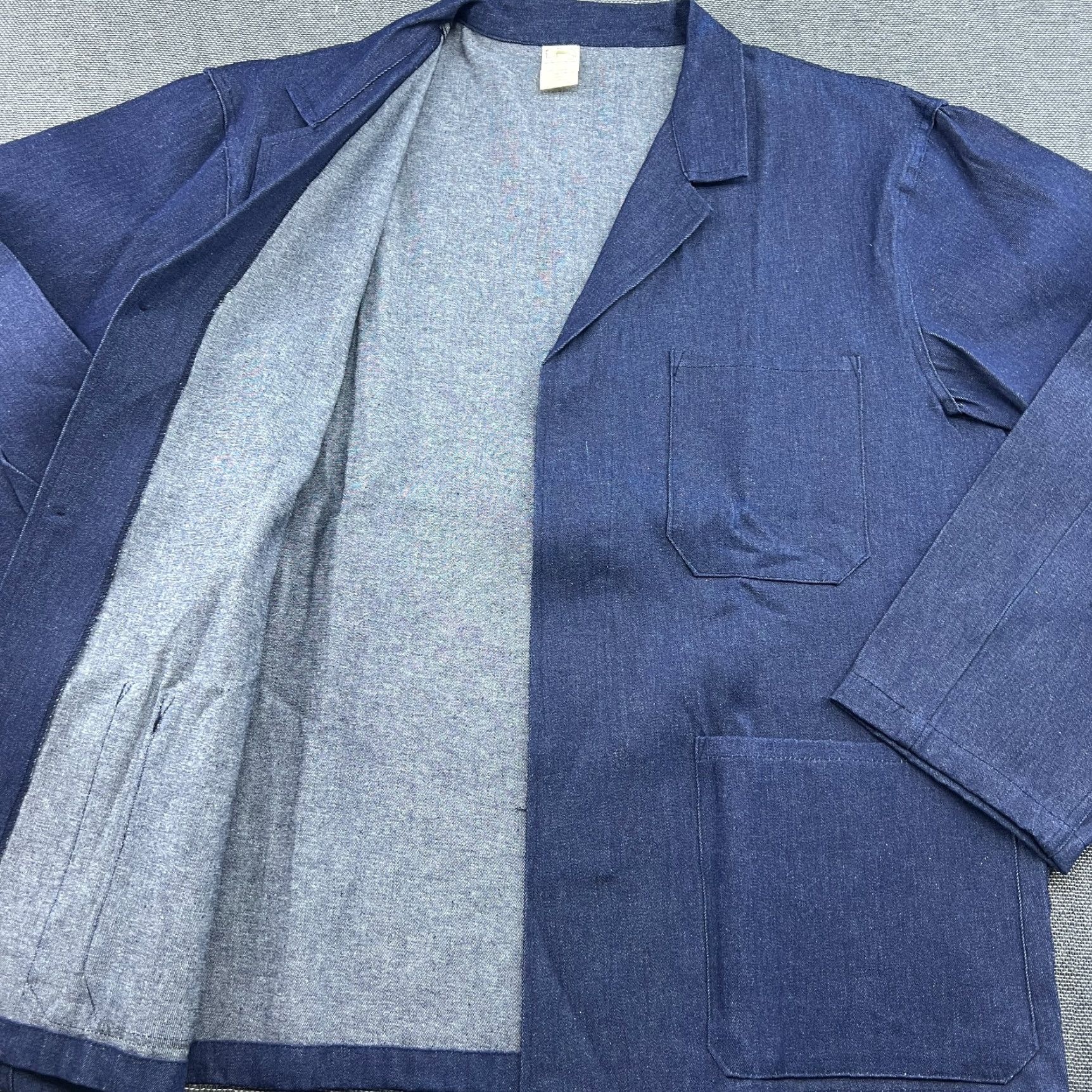 Denime VINTAGE Chore Jacket Mens XL Denim Blue Indigo Italy Sanfor Workwear Job Jacket Size US XL / EU 56 / 4 - 7 Thumbnail