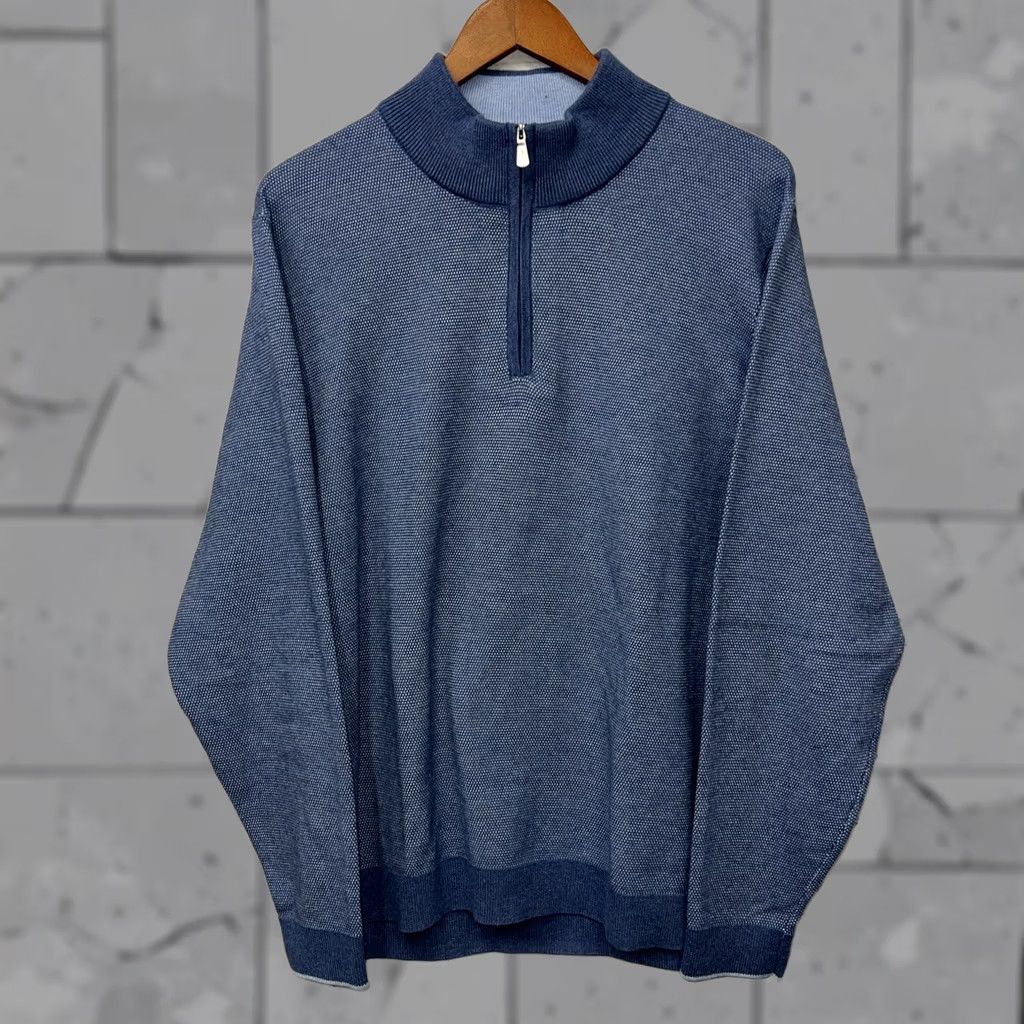 Tommy Bahama Tommy Bahama Island Zone Half Zip Pullover Sweater Mens Size L Blue Size US L / EU 52-54 / 3 - 1 Thumbnail