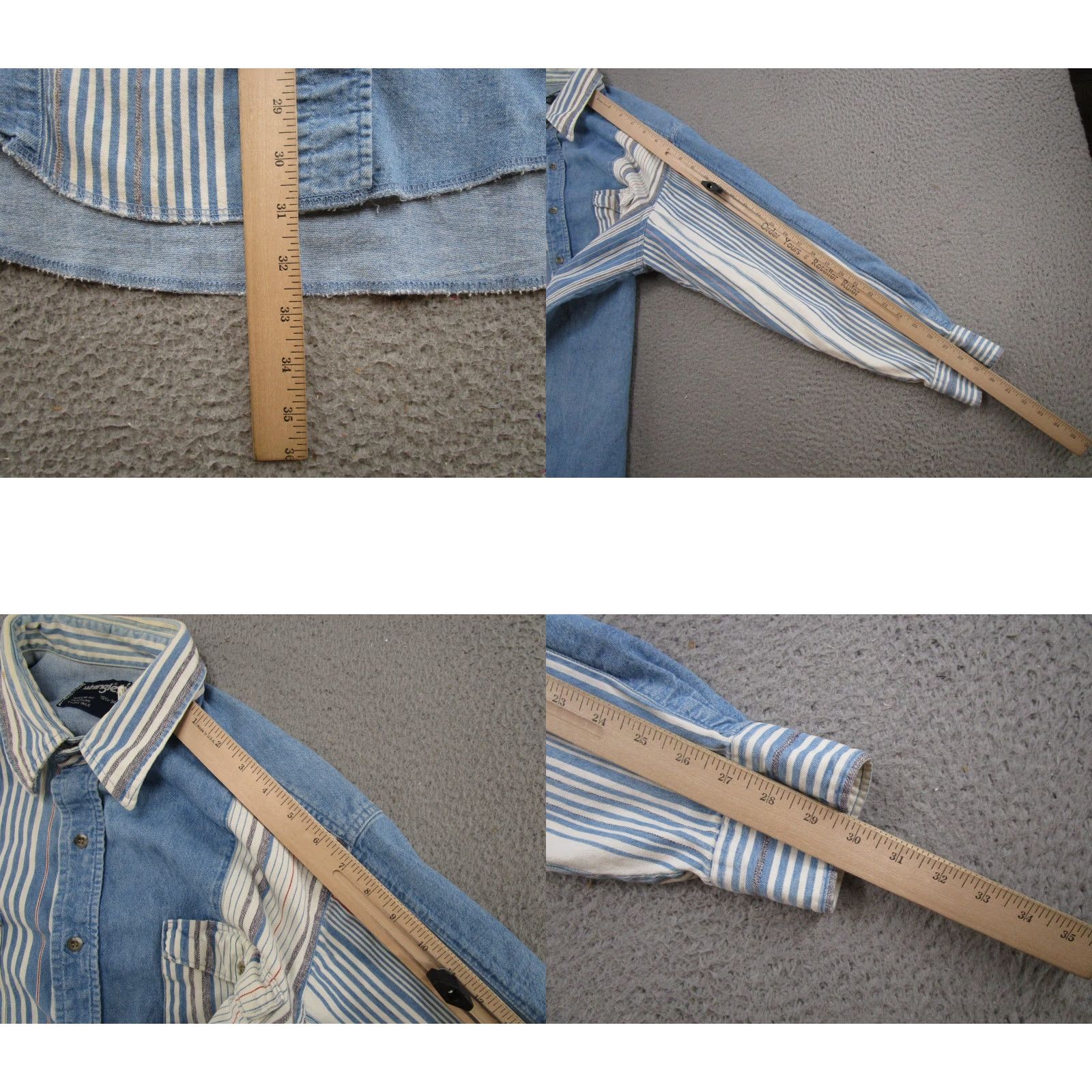 Wrangler VINTAGE Wrangler Striped Western Denim Shirt Button Up Size 34 Cowboy Rodeo 90s Y2K Mens Size US S / EU 44-46 / 1 - 8 Thumbnail