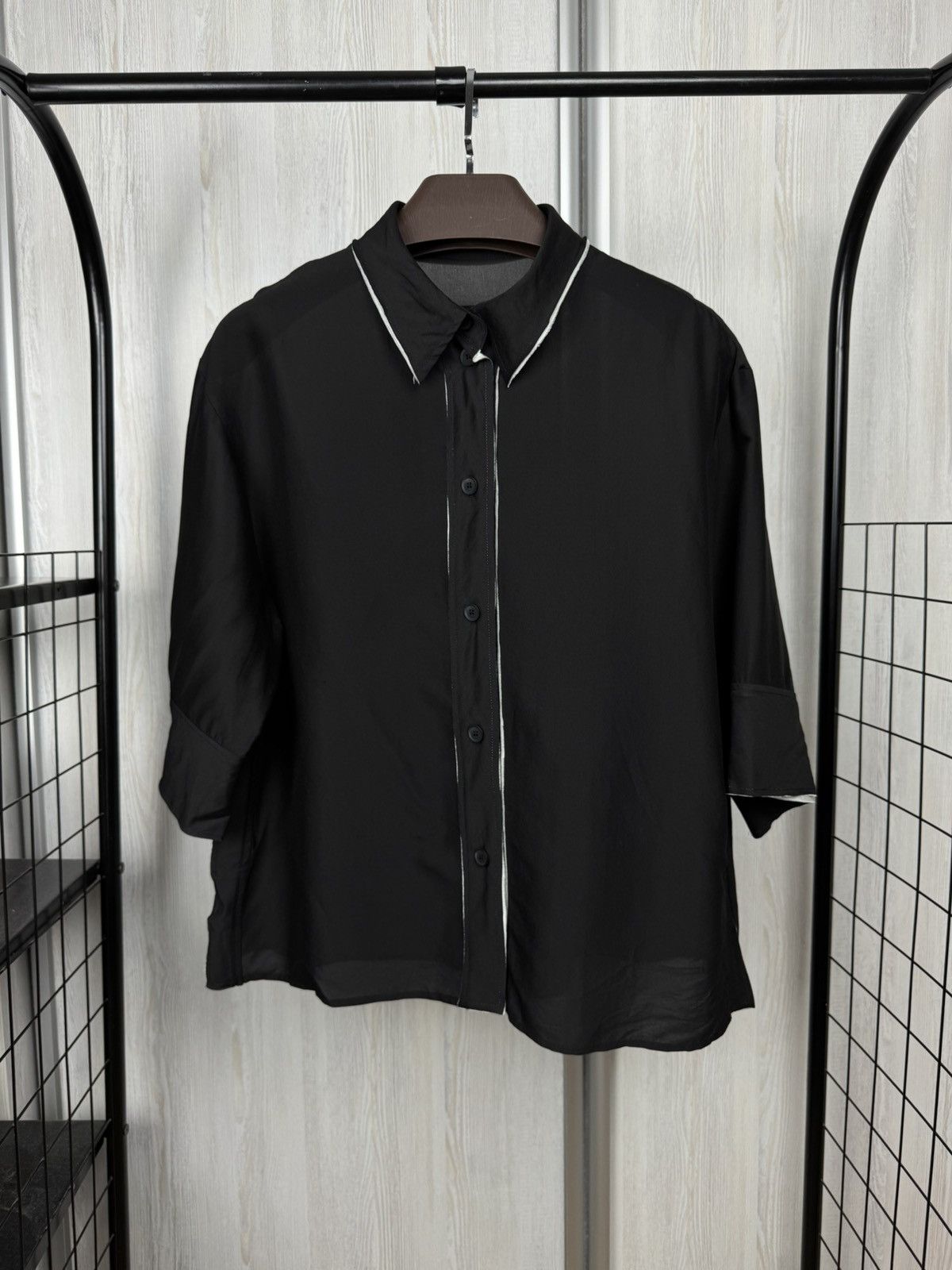Annette Gortz Black viscose silk avant garde blouse