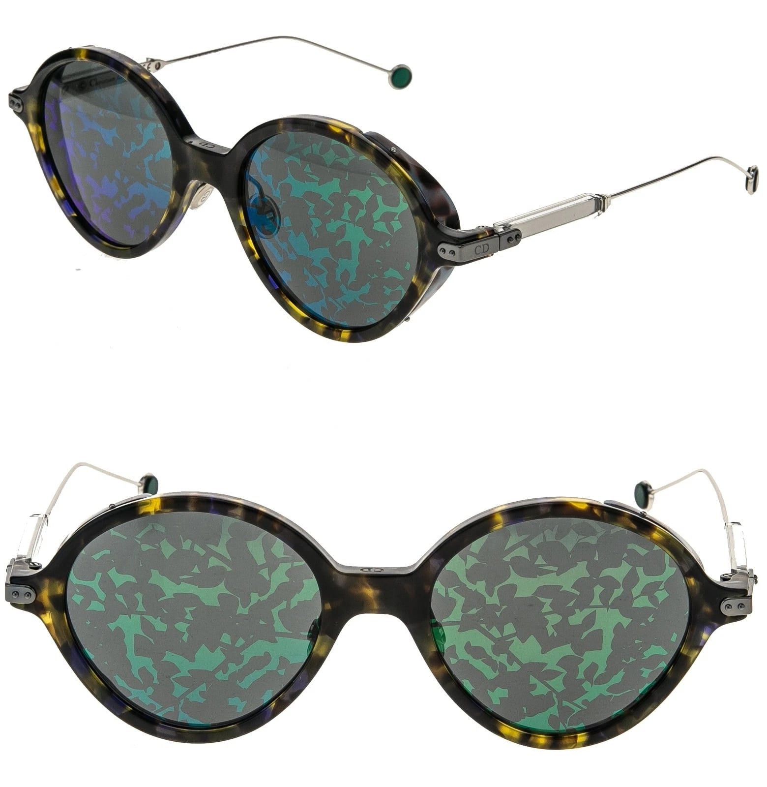 Christian Dior Monsieur CHRISTIAN DIOR UMBRAGE Havana Green Round Unisex Sunglasses Size ONE SIZE - 1 Thumbnail