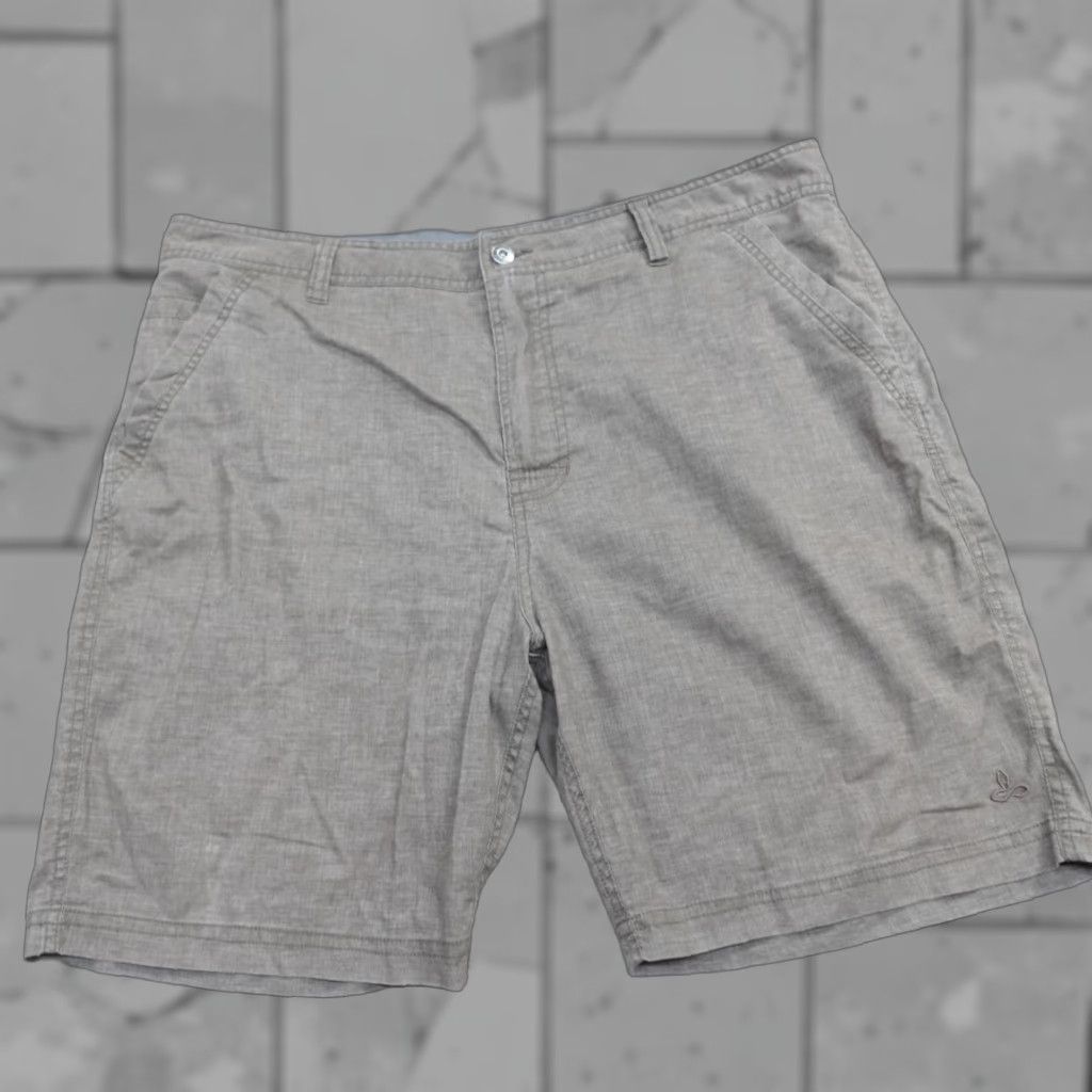 Prana Prana Shorts 38 Gray Brown Hemp Blend 8" Furrow Mens Chino Beig e Regular Pocket Pattern Solid Size US 38 / EU 54 - 1 Thumbnail