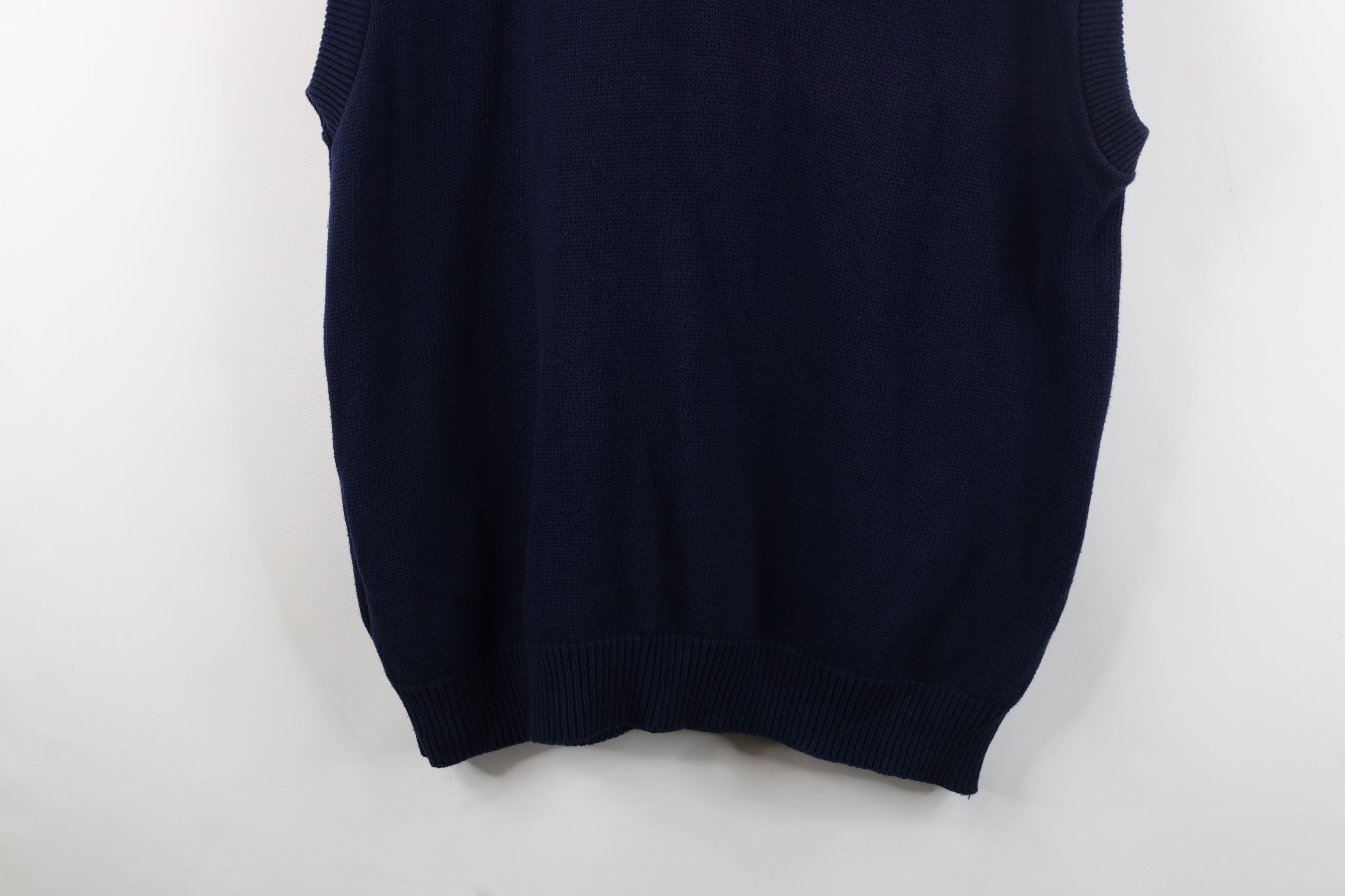 Vintage Vintage 90s Streetwear Cotton Knit Sweater Vest Blue USA Size US L / EU 52-54 / 3 - 3 Thumbnail