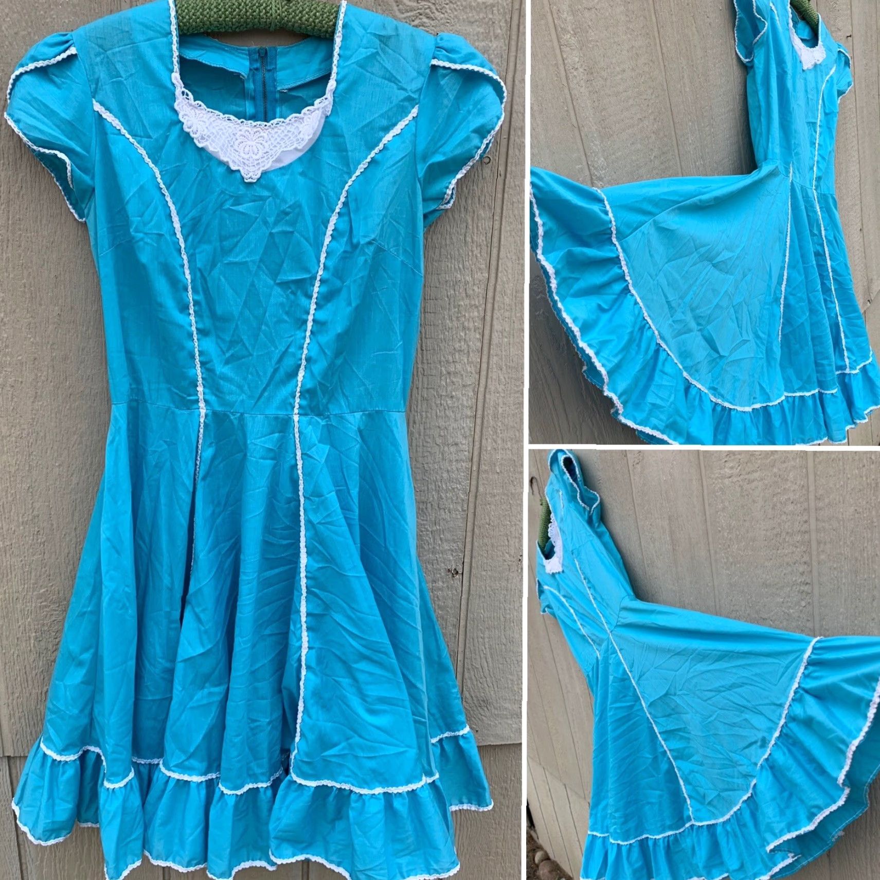 Vintage VINTAGE square dancing dress metal zipper blue white country cowgirl western Size 4XL / US 24-26 - 2 Thumbnail