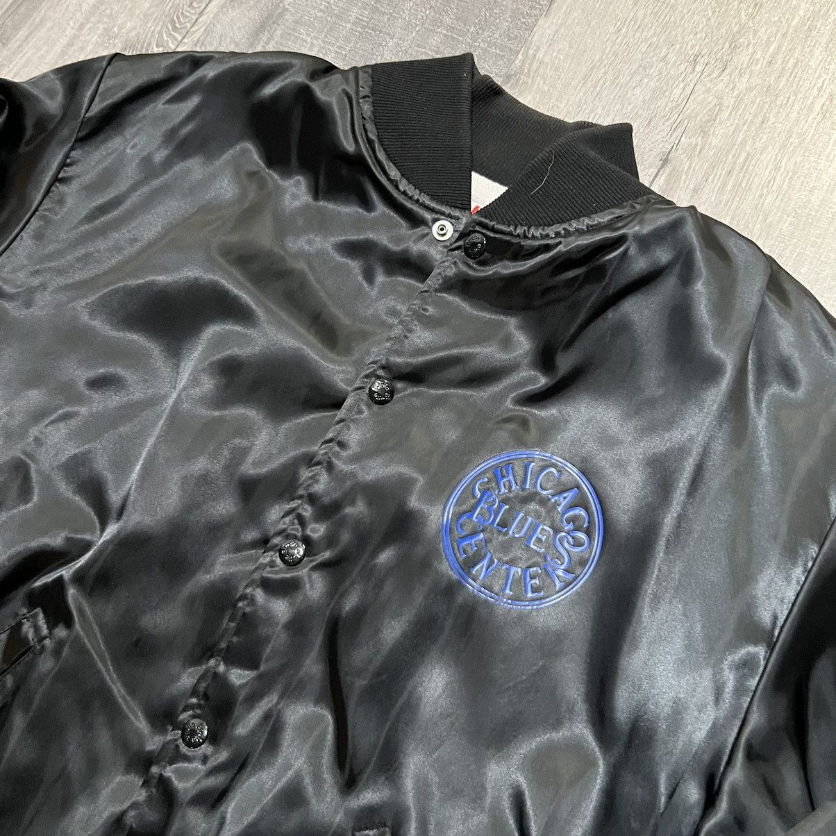 Vintage VTG Kingston Mines Chicago Blues Center Satin 80s Bomber Size US L / EU 52-54 / 3 - 3 Thumbnail