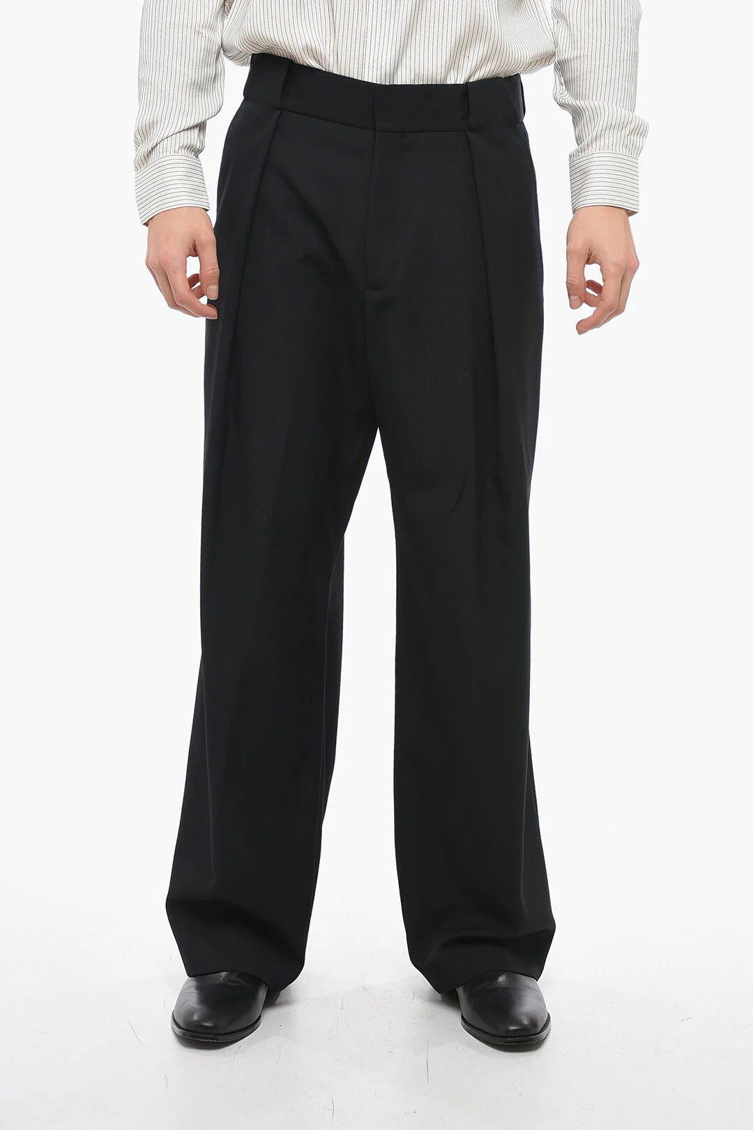 og1mm0326 Wool Wide-Leg Pant in Black