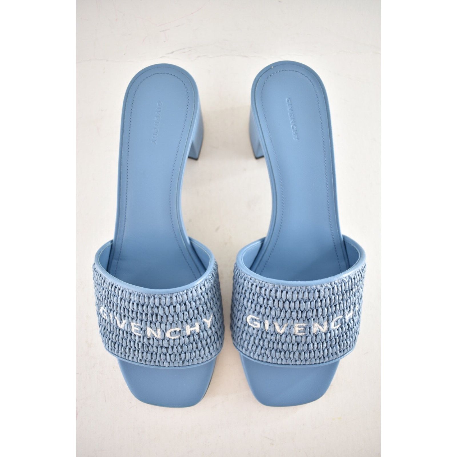 Givenchy Givenchy 4G Denim Blue Raffia Logo Leather Slide On Mule Size US 9.5 / IT 39.5 - 10 Thumbnail
