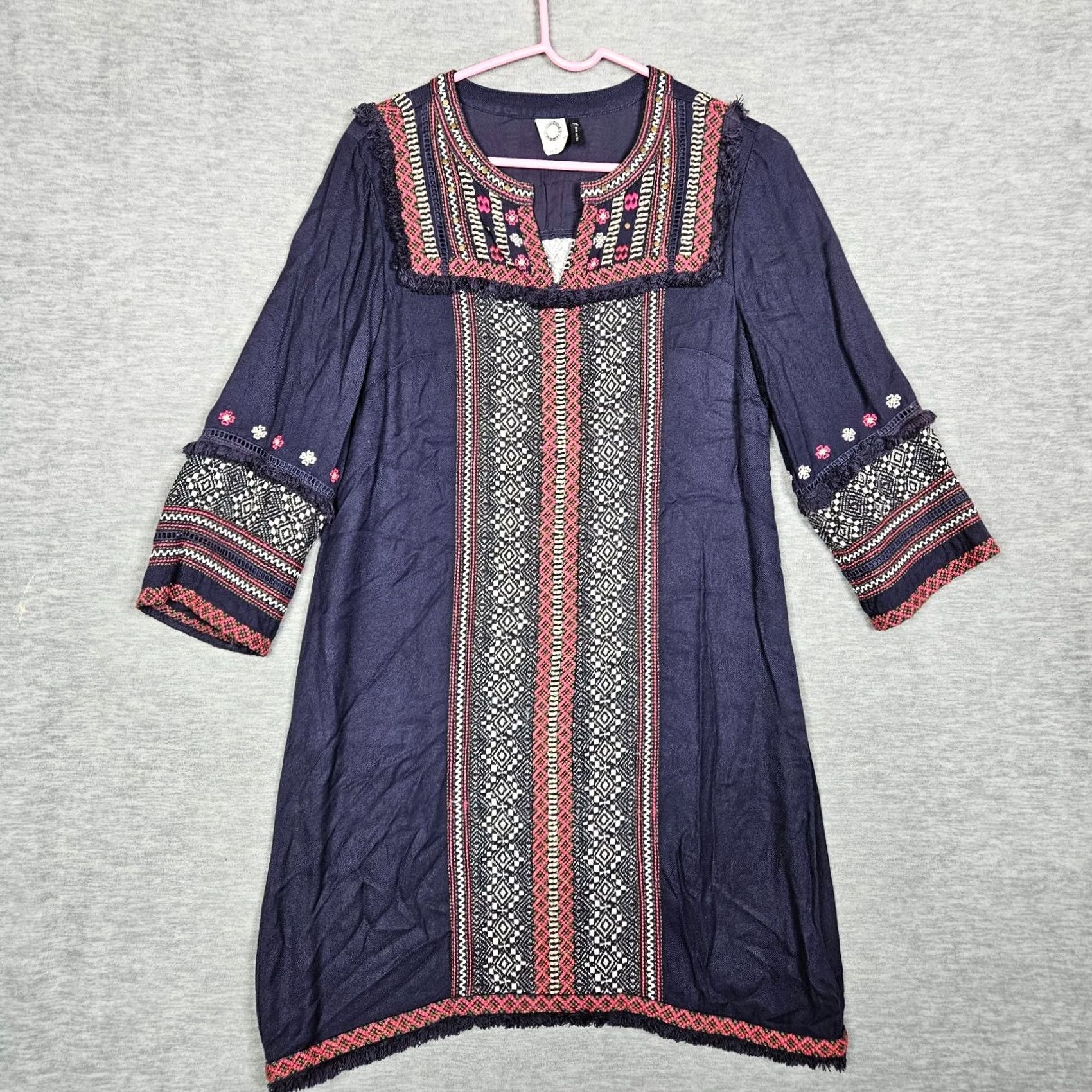 Anthropologie Anthropologie Akemi + Kin Size 8 Women's Blue Embroidered Tunic Shift Dress Size M / US 6-8 / IT 42-44 - 2 Thumbnail