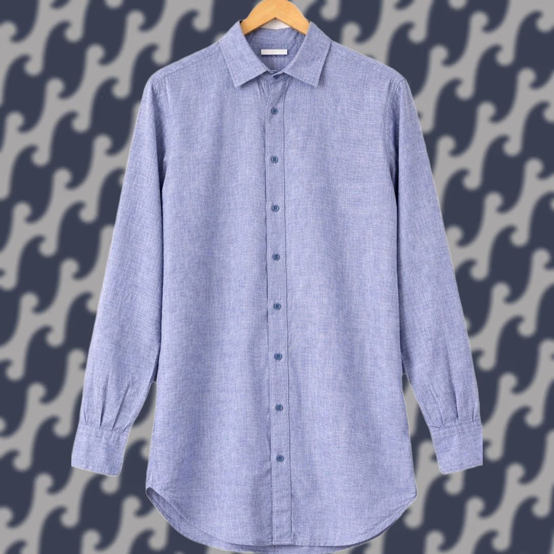 Hamilton Hamilton Since 1883 Men’s Blue Geometric Dress Shirt Long Sleeve L Size 42R - 1 Thumbnail