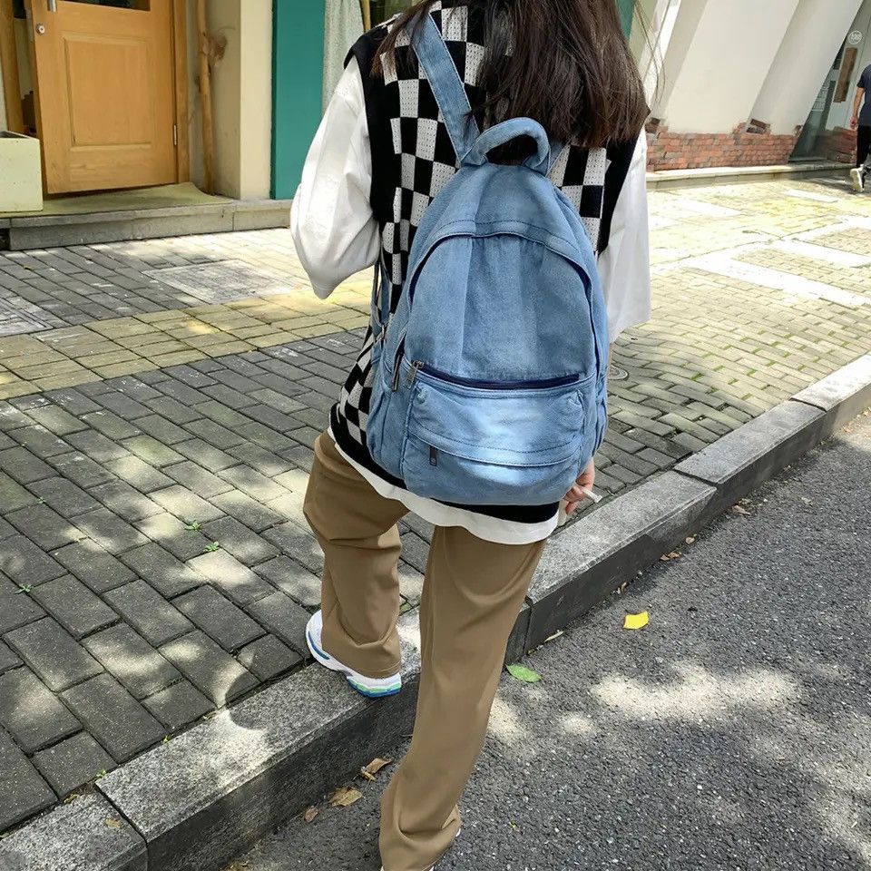 Japanese Brand Blue Denim Backpack Size ONE SIZE - 1 Thumbnail