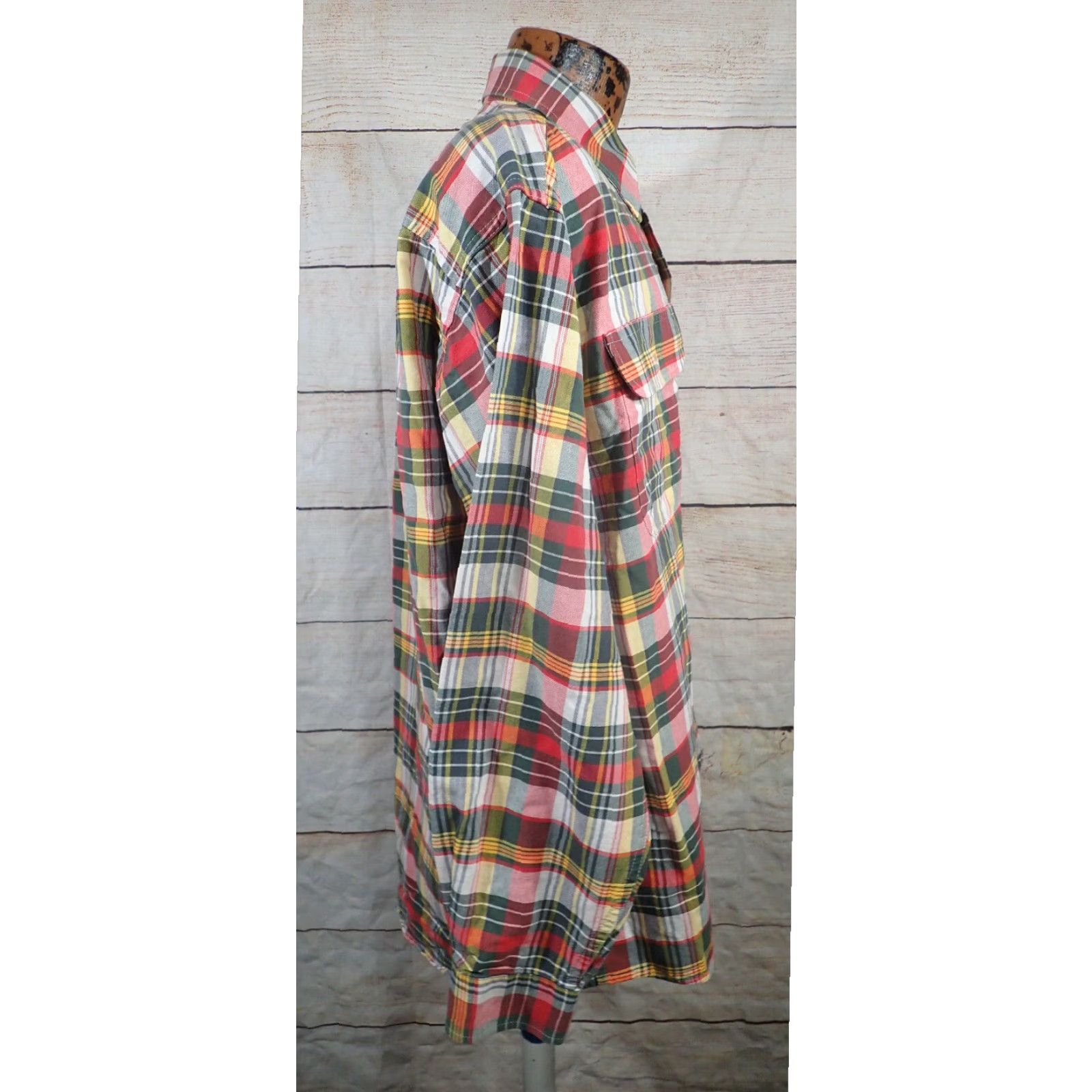 Vintage Cinch Miller Style Mens XL Red Green Plaid Button Front Long Sleeve Flannel Shirt Size US XL / EU 56 / 4 - 4 Thumbnail