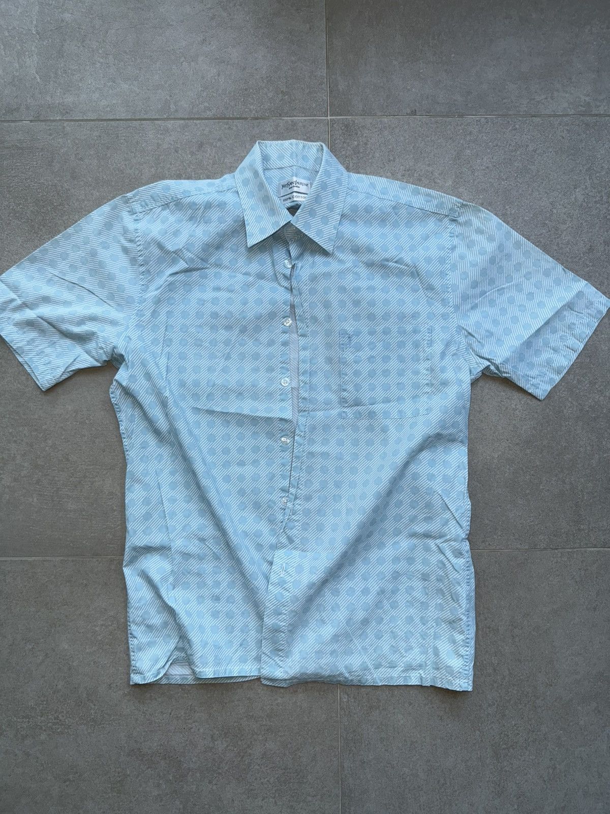 Yves Saint Laurent YSL S/S Blue Shirt Size US S / EU 44-46 / 1 - 1 Thumbnail