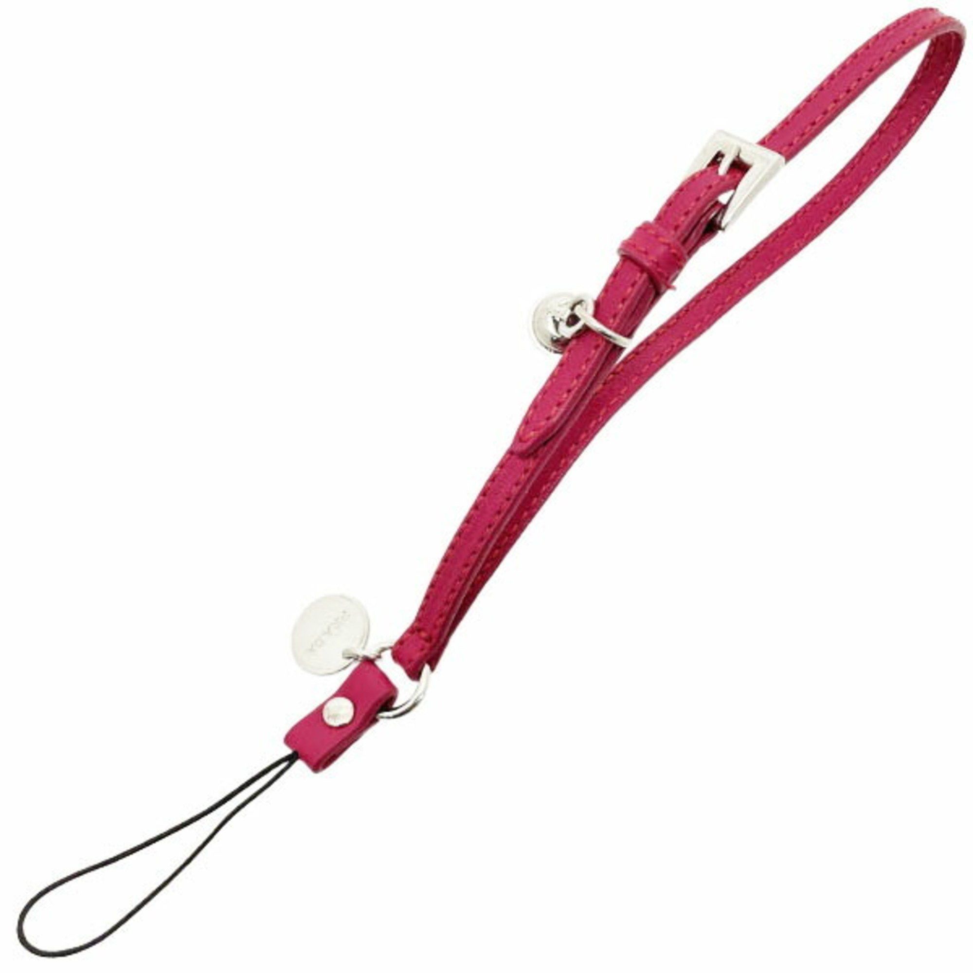 image of Prada Strap Bell Mobile Leather Red Prada Round Plate Keychain Ss-12859 in Red Color, Women's