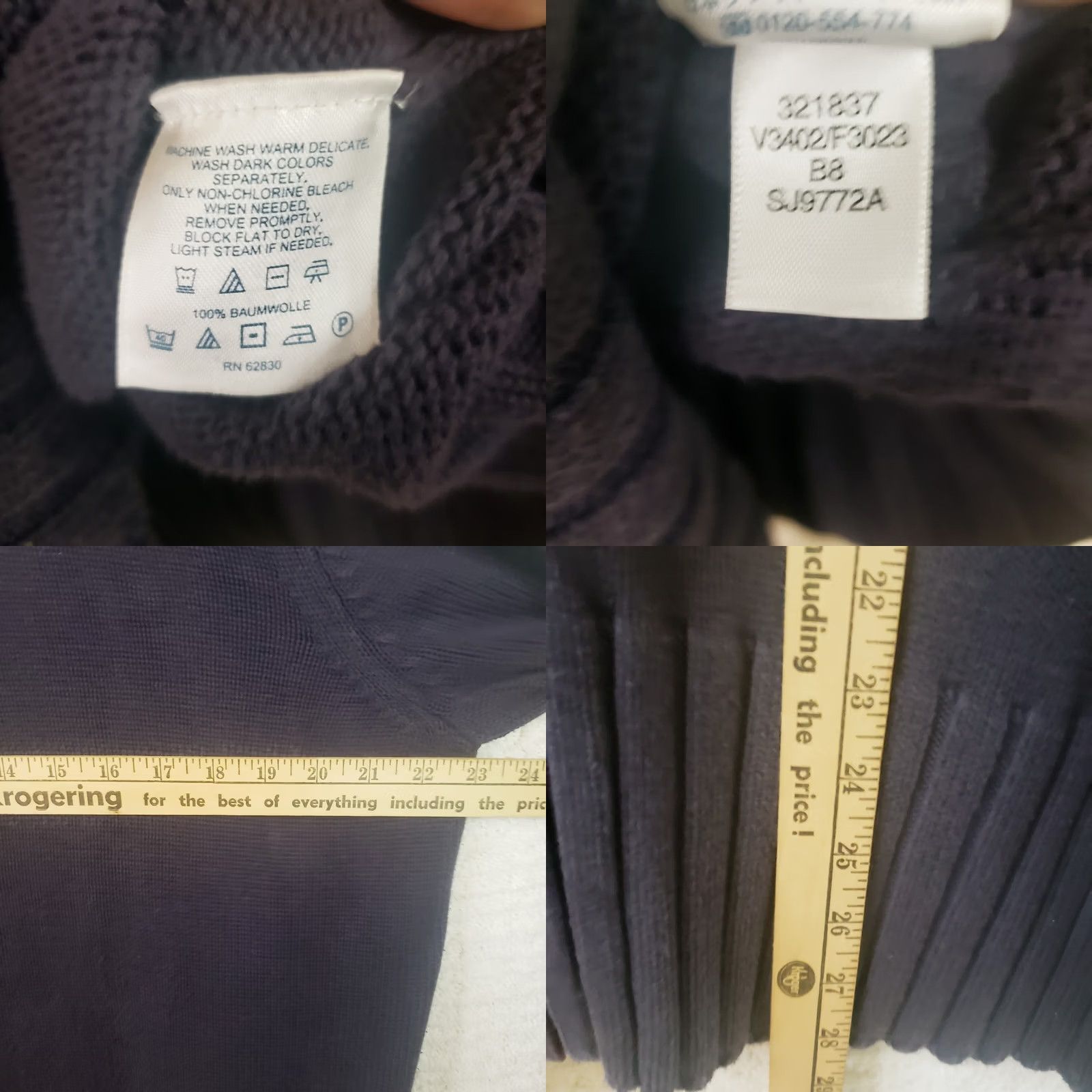 Lands' End Lands' End Women's XL Navy Blue Full Zip Mock neck Knit Sweater Cotton Size XL / US 12-14 / IT 48-50 - 9 Thumbnail