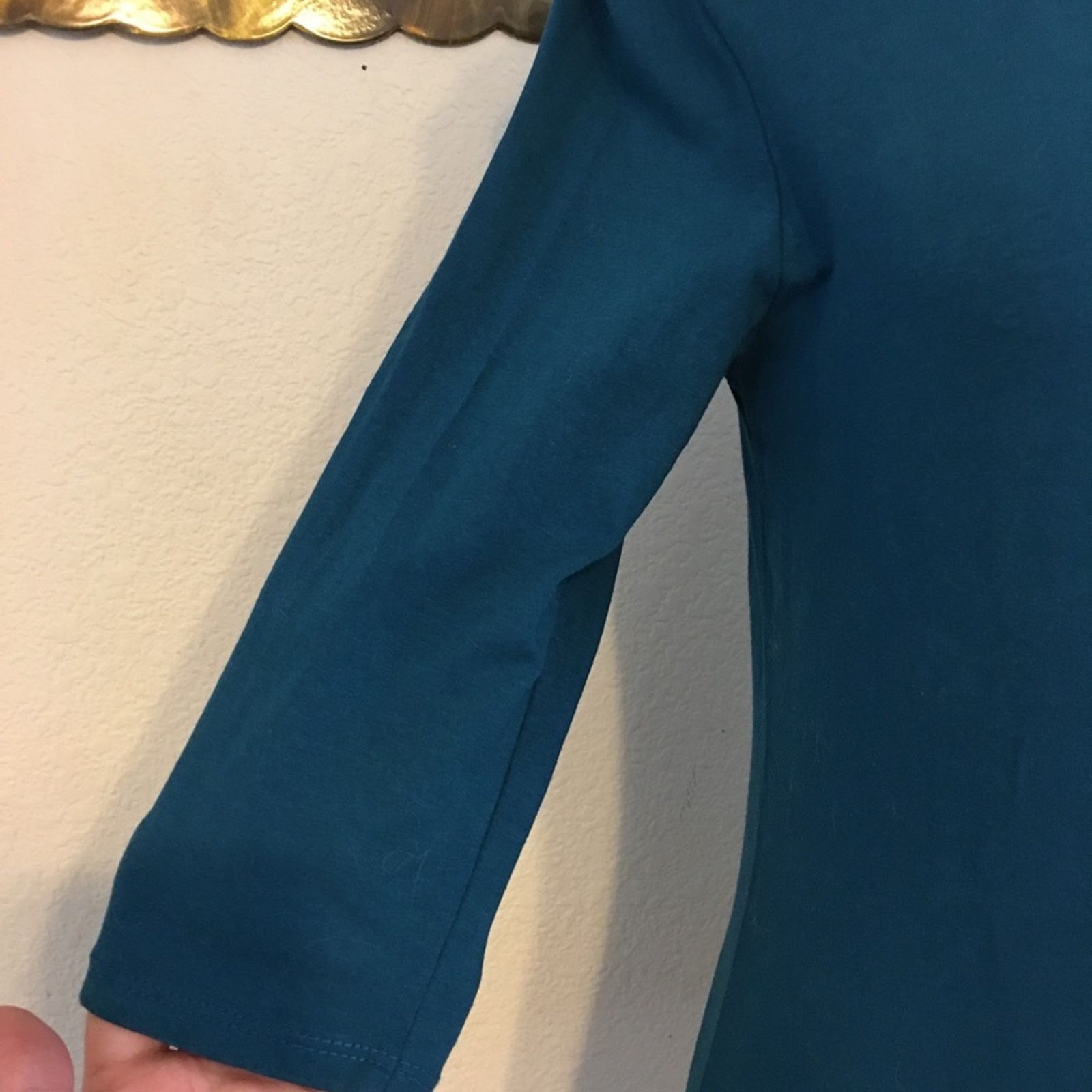 Vintage ellemenno turquoise blue 3/4 sleeve stretch top S Size S / US 4 / IT 40 - 3 Thumbnail