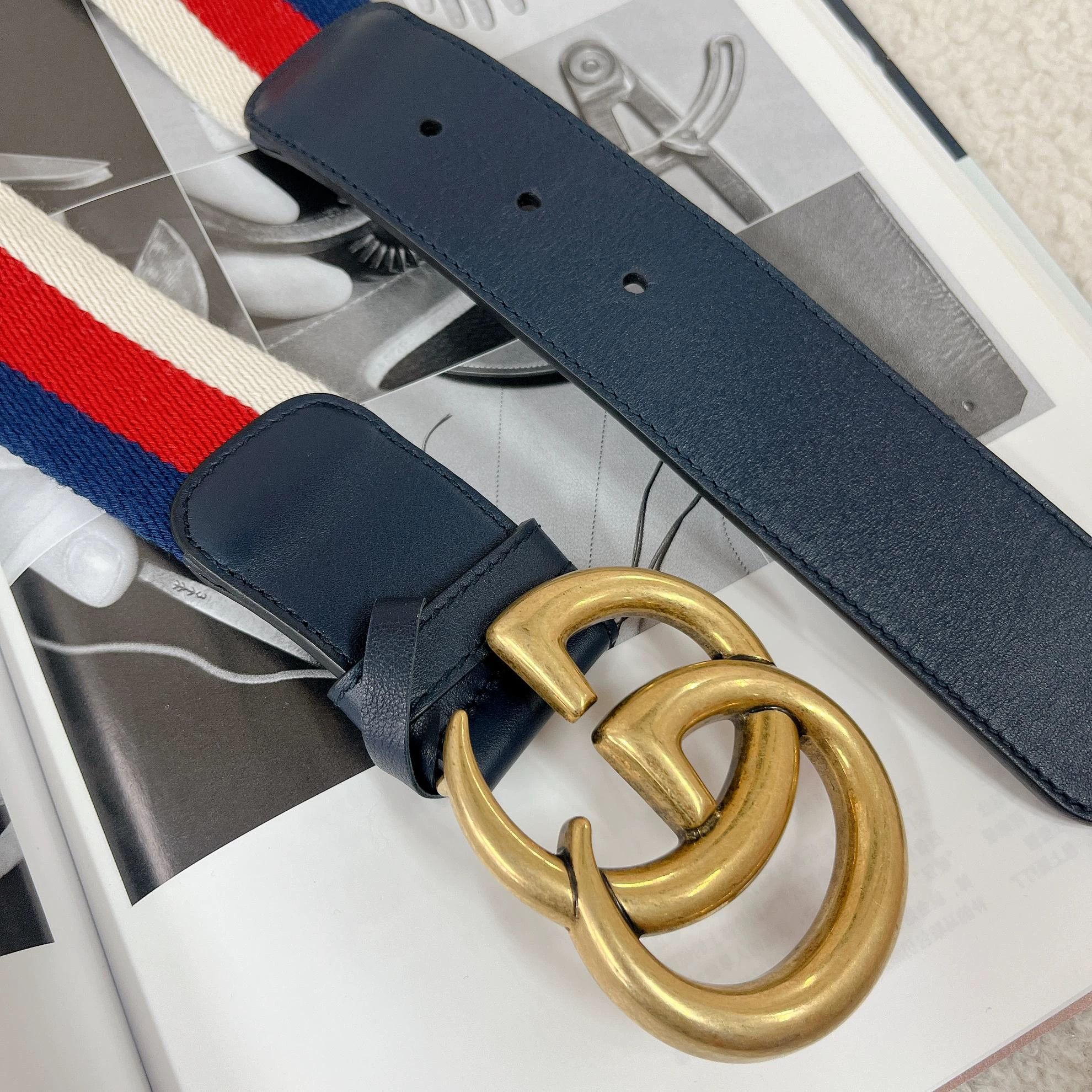 Gucci Gucci Double G color blocked fabric belt Size ONE SIZE - 6 Thumbnail