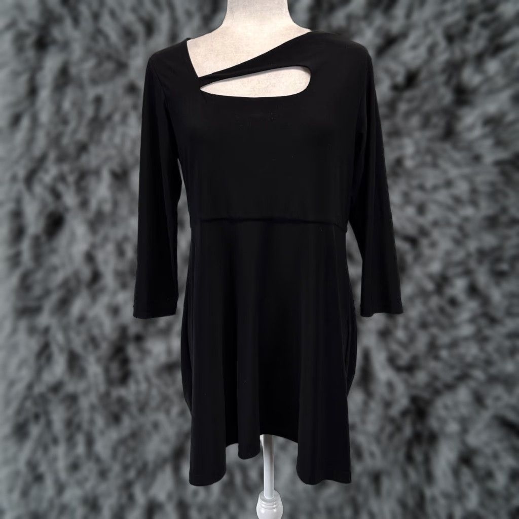 Vintage Sympli Shirt Women’s Sz 12 Black Stretch Cutout Tunic Canada Size XL / US 12-14 / IT 48-50 - 1 Thumbnail