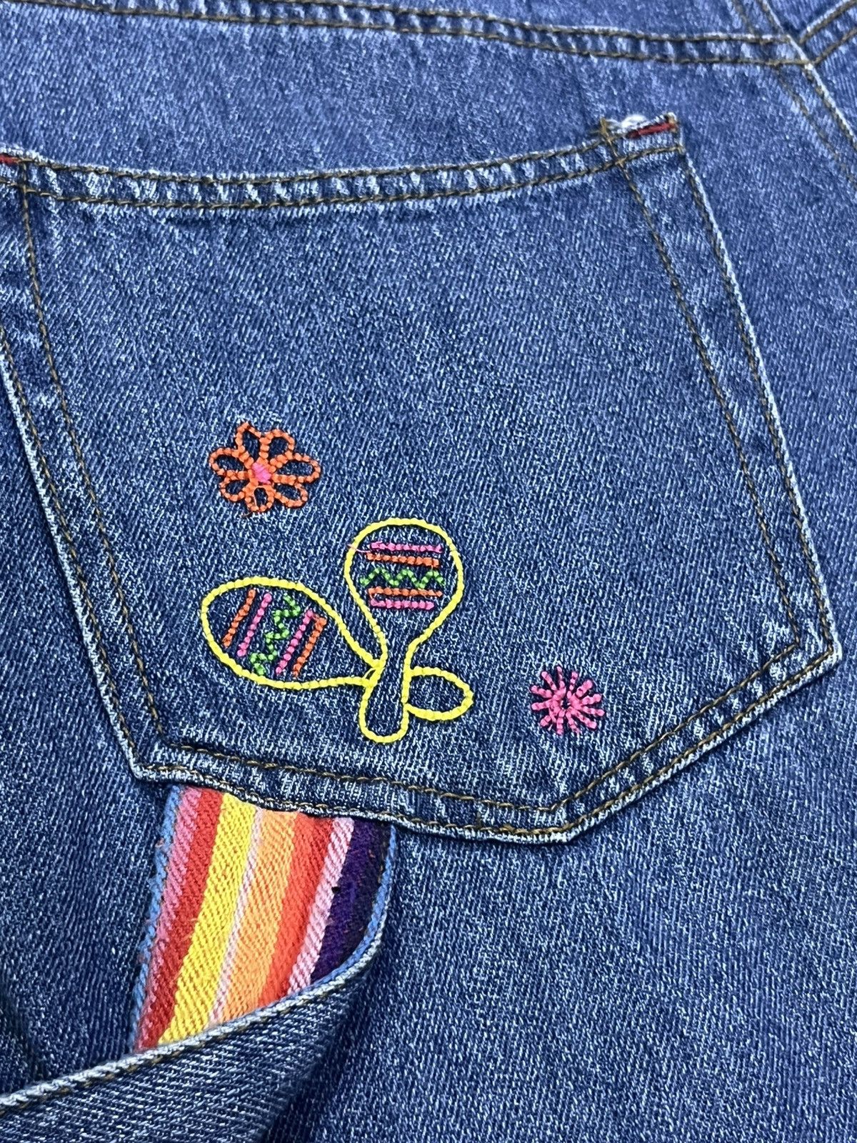 VIBE Vintage TITICACA Baggy Denim Overall w/ Embroidery Size 30" / US 8 / IT 44 - 14 Thumbnail
