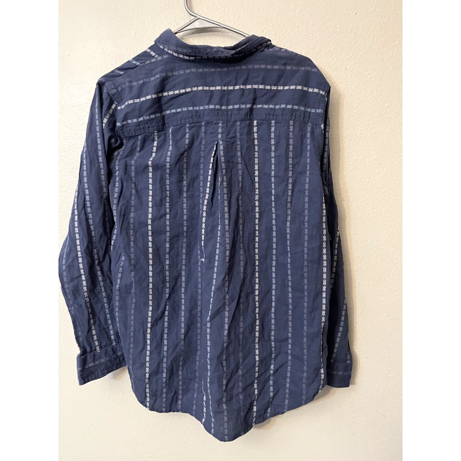 Vintage Sonoma Blouse Women's L Cyclone Blue Button Front The Everyday Shirt Stripes Size L / US 10 / IT 46 - 2 Thumbnail