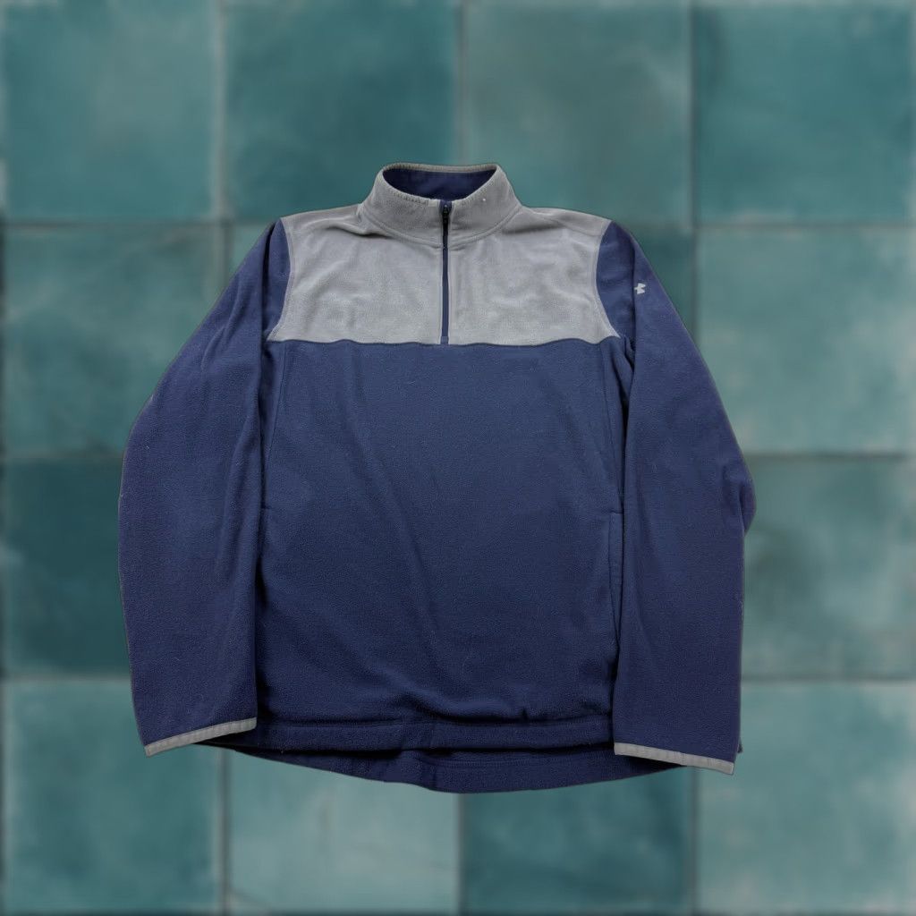 Under Armour Under Armour Sweatshirt Mens Large Blue 1/4 Zip ColdGear Pullover Mock Neck Sportswear Warmth Thermal Pullover Hoodie Zip Neck Mens Size US L / EU 52-54 / 3 - 1 Thumbnail