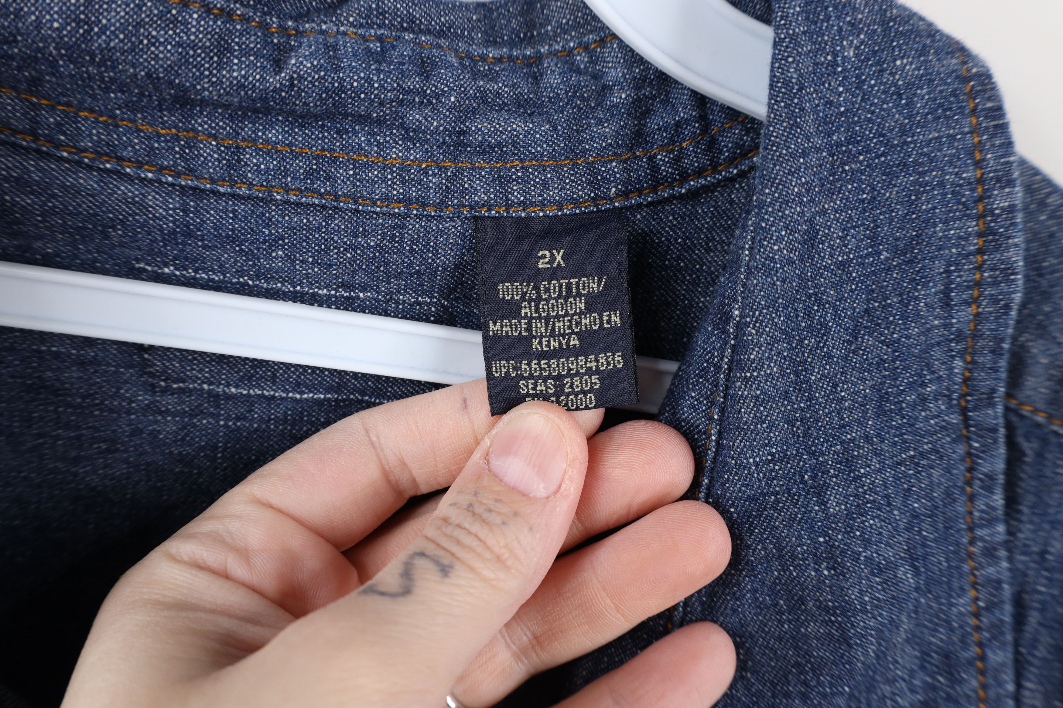 Vintage Vintage 90s Streetwear Chambray Denim Button Shirt Blue Size US XXL / EU 58 / 5 - 9 Thumbnail