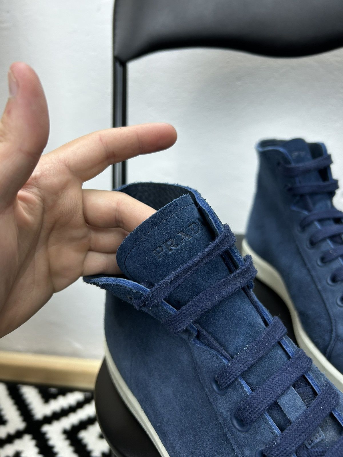 Prada Prada Hi Top Suede sneakers Size US 10.5 / EU 43-44 - 3 Thumbnail