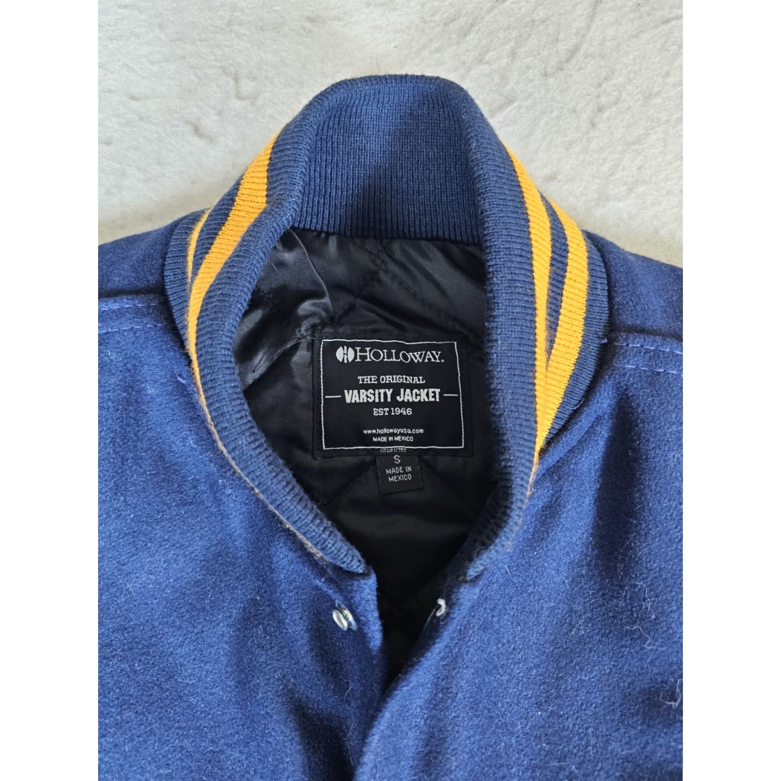 Holloway VINTAGE Holloway The Original Varsity Jacket Blue & Yellow Wool & Leather Jacket Mens Sz S Size US S / EU 44-46 / 1 - 3 Thumbnail