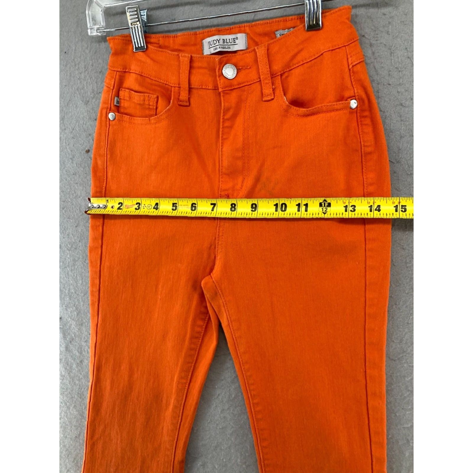 Vintage Judy Blue Women's High Rise Orange Stretch Super Flare Bellbottom Jeans 25 Regular Fit Bohemian Retro Size 42" / US 20 - 3 Thumbnail