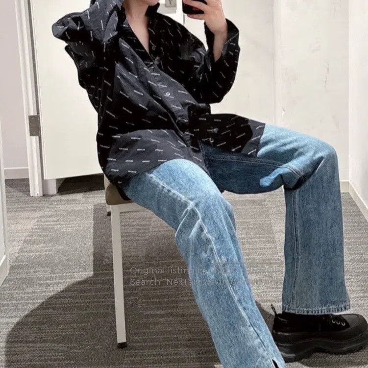 Balenciaga Balenciaga Logo Slogan Full Print Long Sleeve Shirt Size US S / EU 44-46 / 1 - 5 Thumbnail