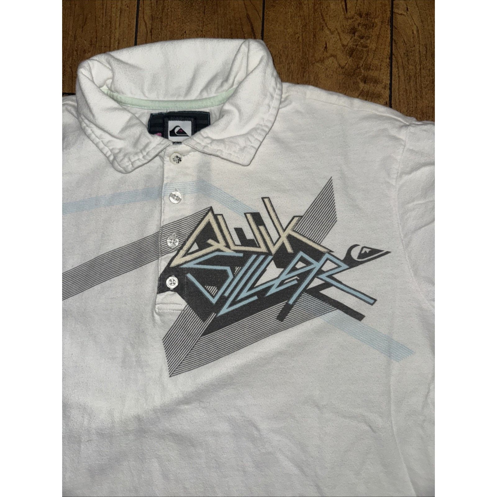 Quiksilver × Vintage Quiksilver Polo Shirt y2k surf White Men’s M 22x25 Size US M / EU 48-50 / 2 - 2 Thumbnail