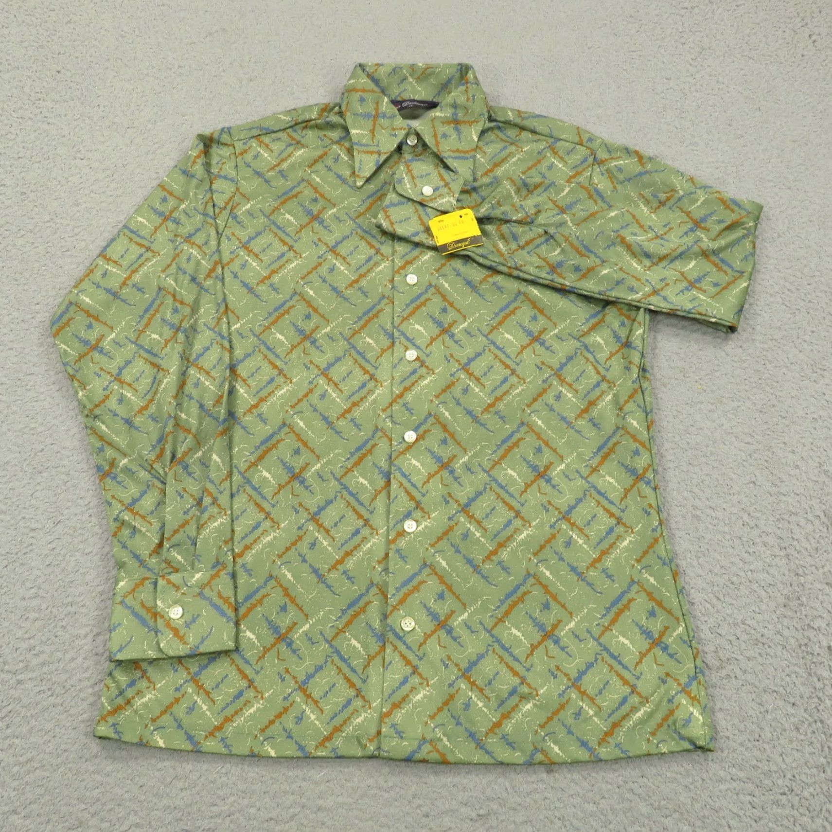Vintage VINTAGE Donegal Shirt Mens Medium 70s Green Dagger Collar Barbwire Print Disco Crew Size US M / EU 48-50 / 2 - 2 Thumbnail